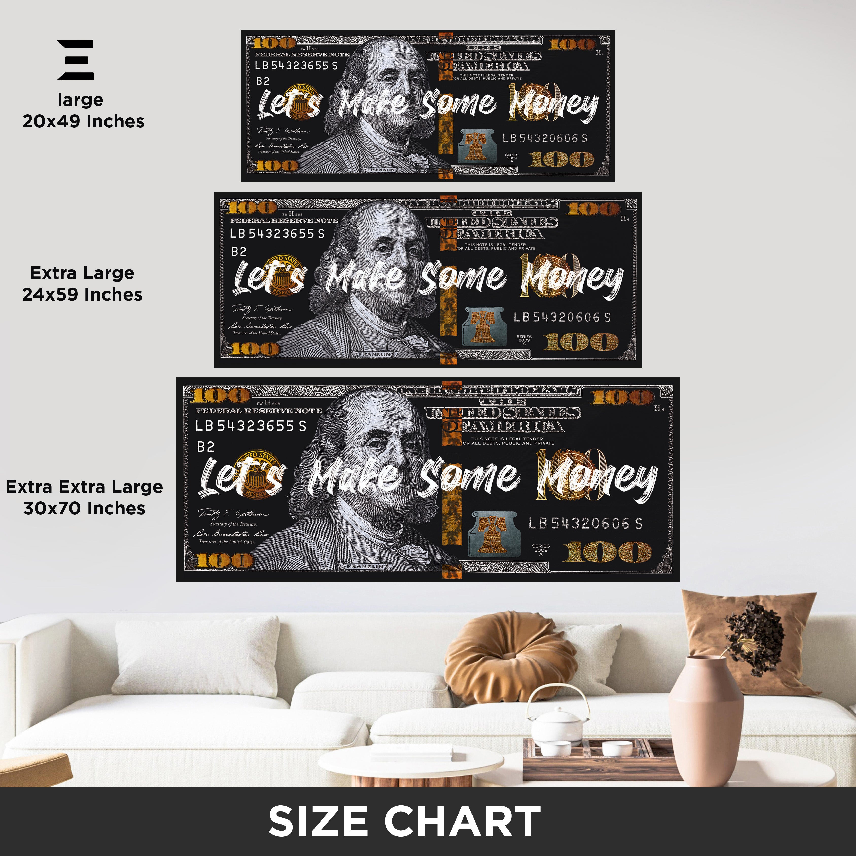 Ultra Wide Wall Art – “Let’s Make Some Money” Dollar Design | IBRELIA