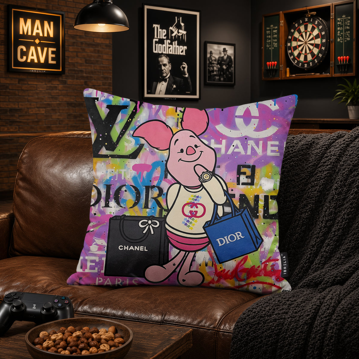 Piglet Luxury Shopping Fashion Pop Art Cushion | Premium Velvet Suede | Double-Sided Print