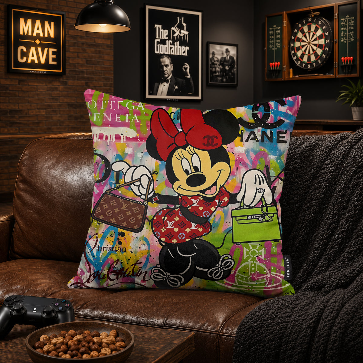Minnie Mouse Luxury Handbag Pop Art Cushion | Premium Velvet Suede | Double-Sided Print