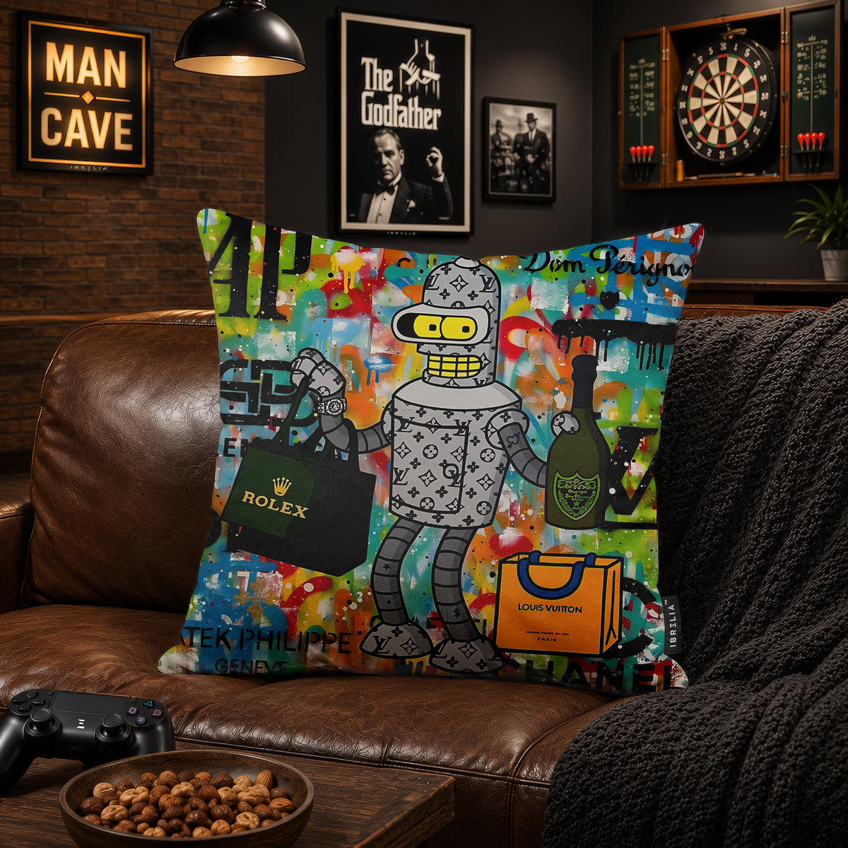 Bender Luxury Champagne Pop Art Cushion | Premium Velvet Suede | Double-Sided Print