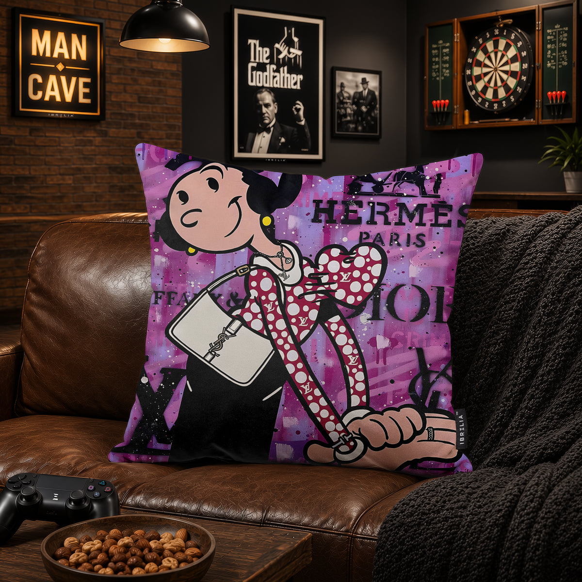 Olive Oyl Luxury Fashion Pop Art Cushion | Premium Velvet Suede | Double-Sided Print