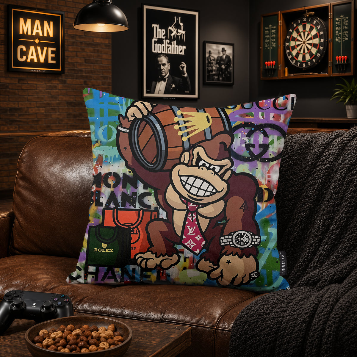 Donkey Kong Luxury Millionaire Pop Art Cushion | Premium Velvet Suede | Double-Sided Print