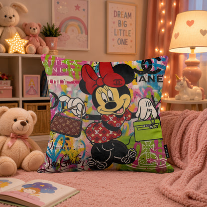 Minnie Mouse Luxury Handbag Pop Art Cushion | Premium Velvet Suede | Double-Sided Print