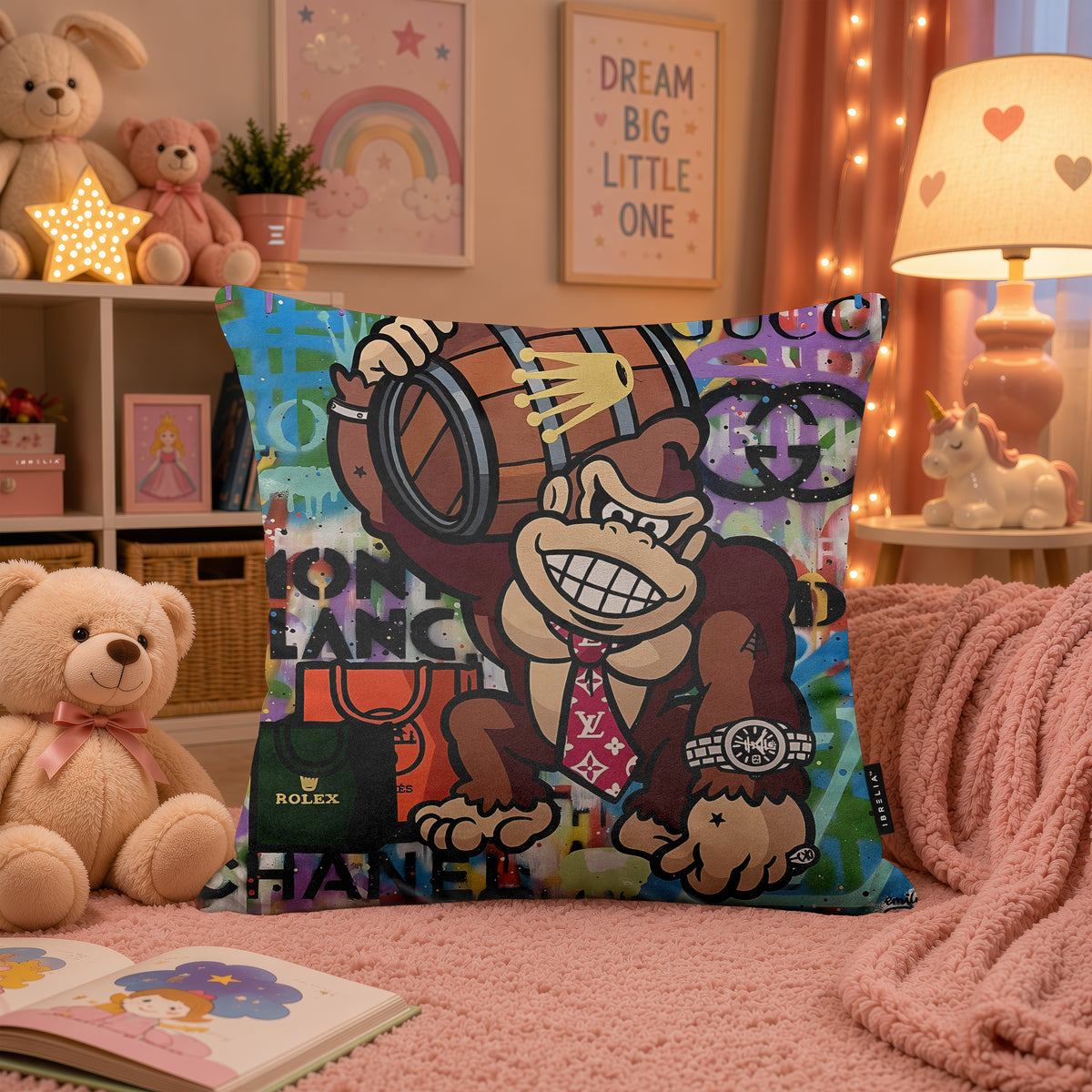 Donkey Kong Luxury Millionaire Pop Art Cushion | Premium Velvet Suede | Double-Sided Print