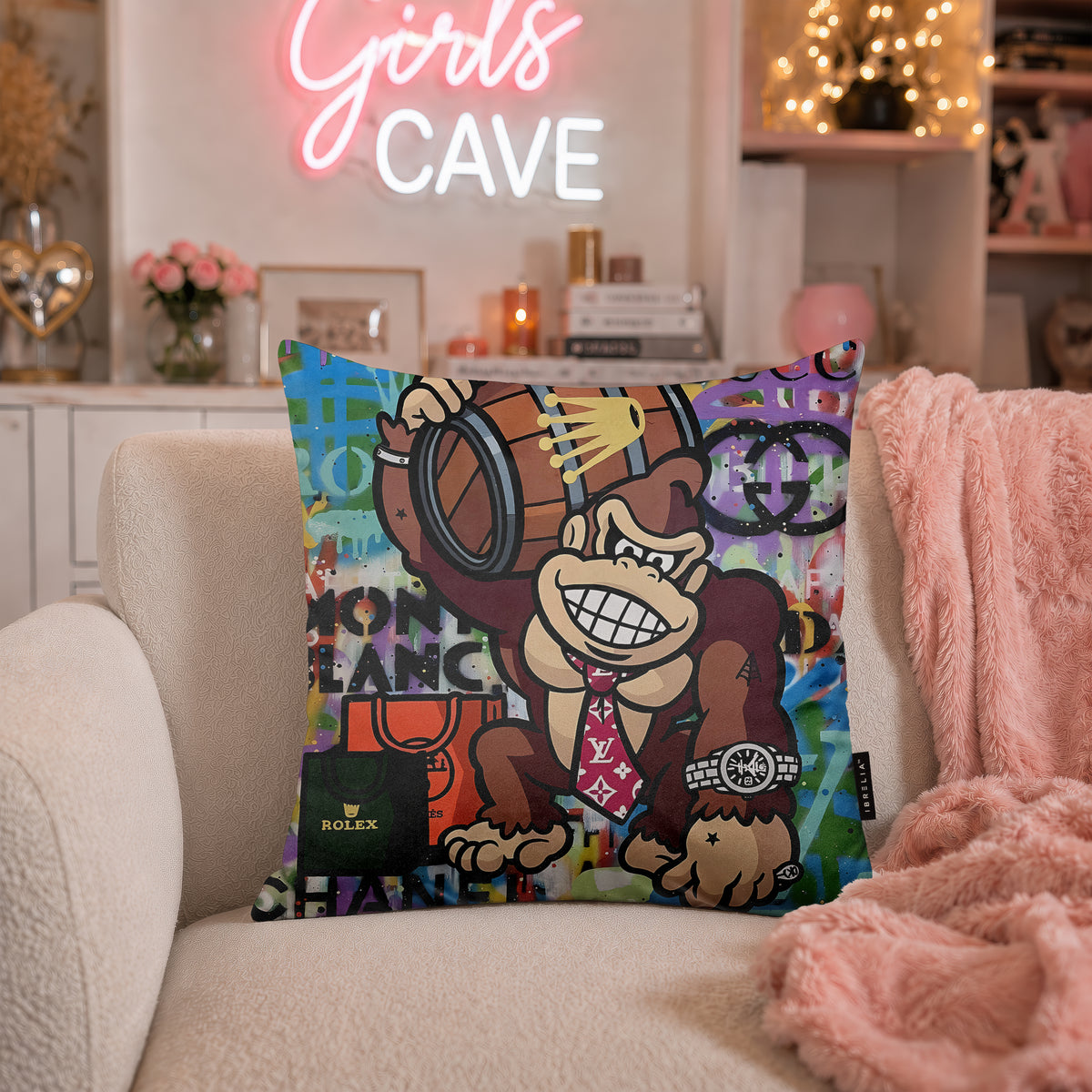 Donkey Kong Luxury Millionaire Pop Art Cushion | Premium Velvet Suede | Double-Sided Print