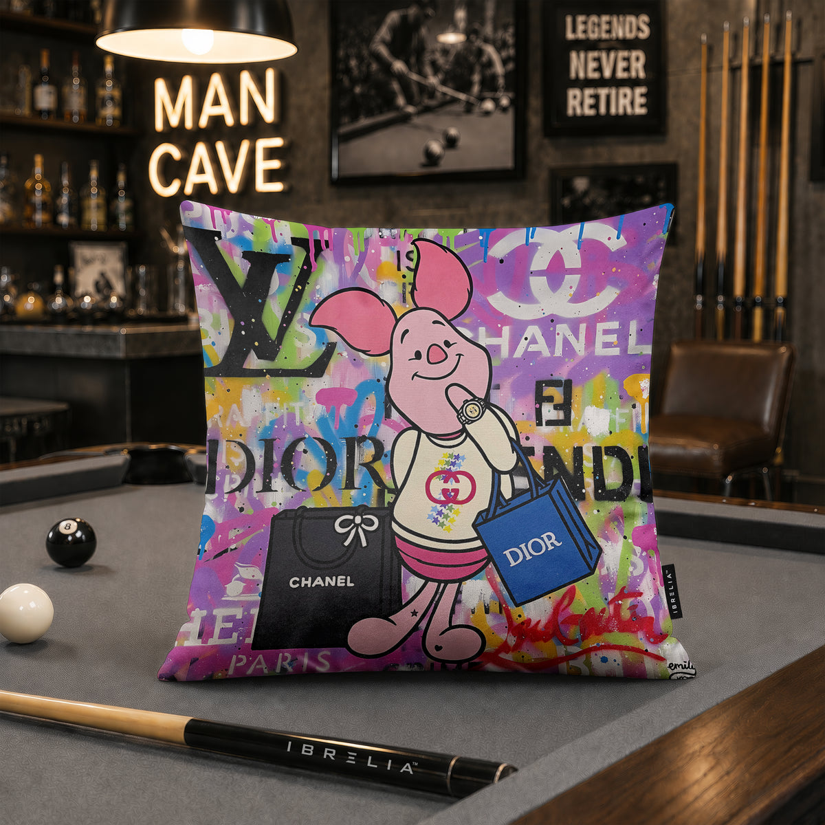 Piglet Luxury Shopping Fashion Pop Art Cushion | Premium Velvet Suede | Double-Sided Print