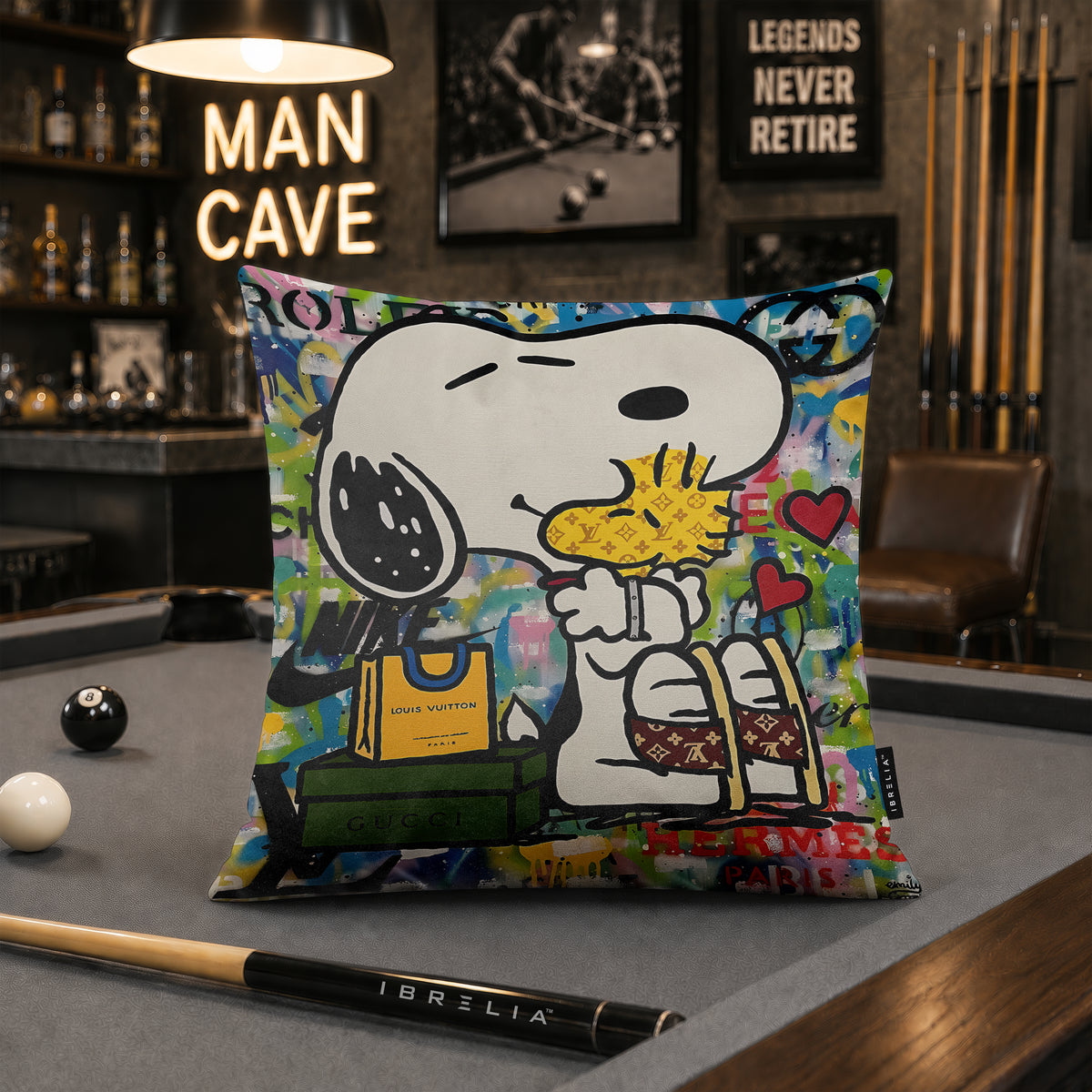 Snoopy & Woodstock Luxury Love Pop Art Cushion | Premium Velvet Suede | Double-Sided Print