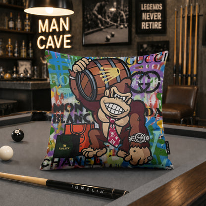 Donkey Kong Luxury Millionaire Pop Art Cushion | Premium Velvet Suede | Double-Sided Print