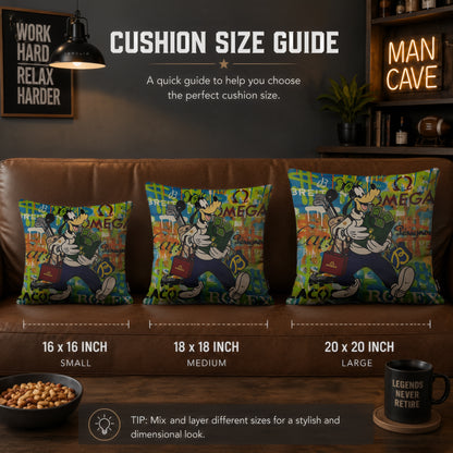 Goofy Luxury Golf & Money Pop Art Cushion | Premium Velvet Suede | Double-Sided Print