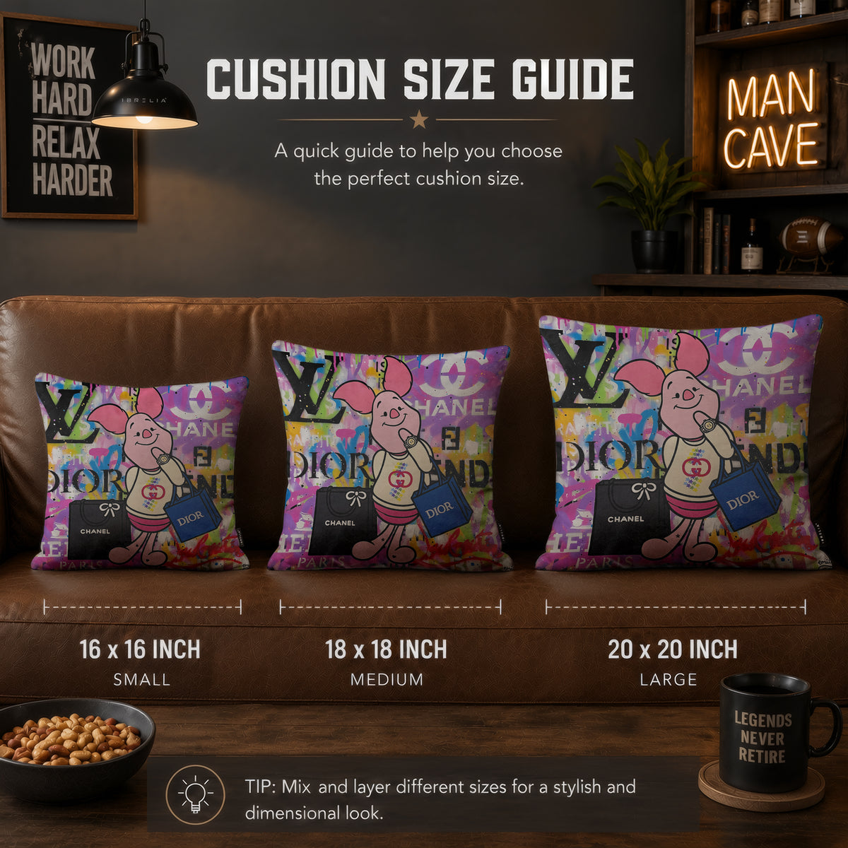 Piglet Luxury Shopping Fashion Pop Art Cushion | Premium Velvet Suede | Double-Sided Print