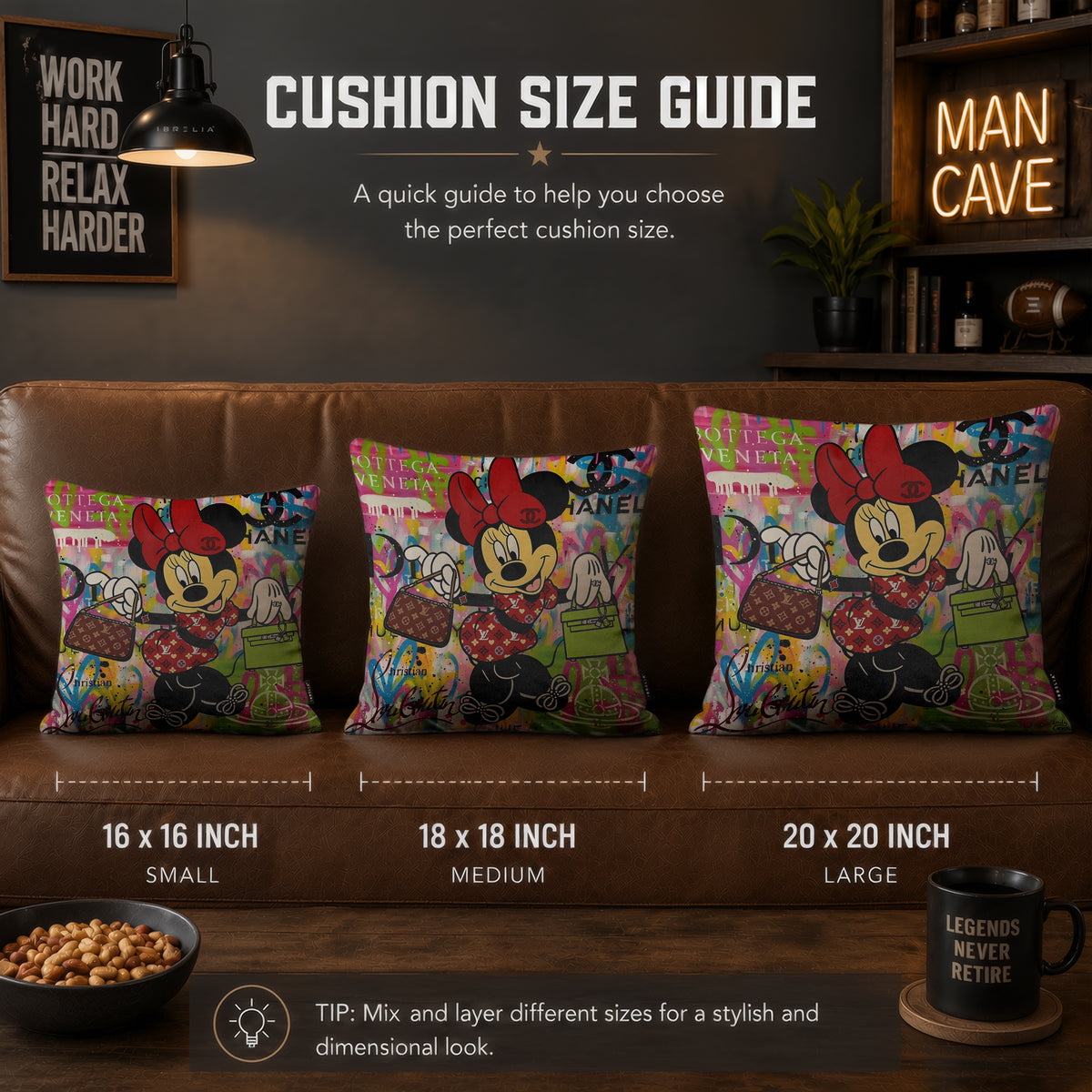 Minnie Mouse Luxury Handbag Pop Art Cushion | Premium Velvet Suede | Double-Sided Print