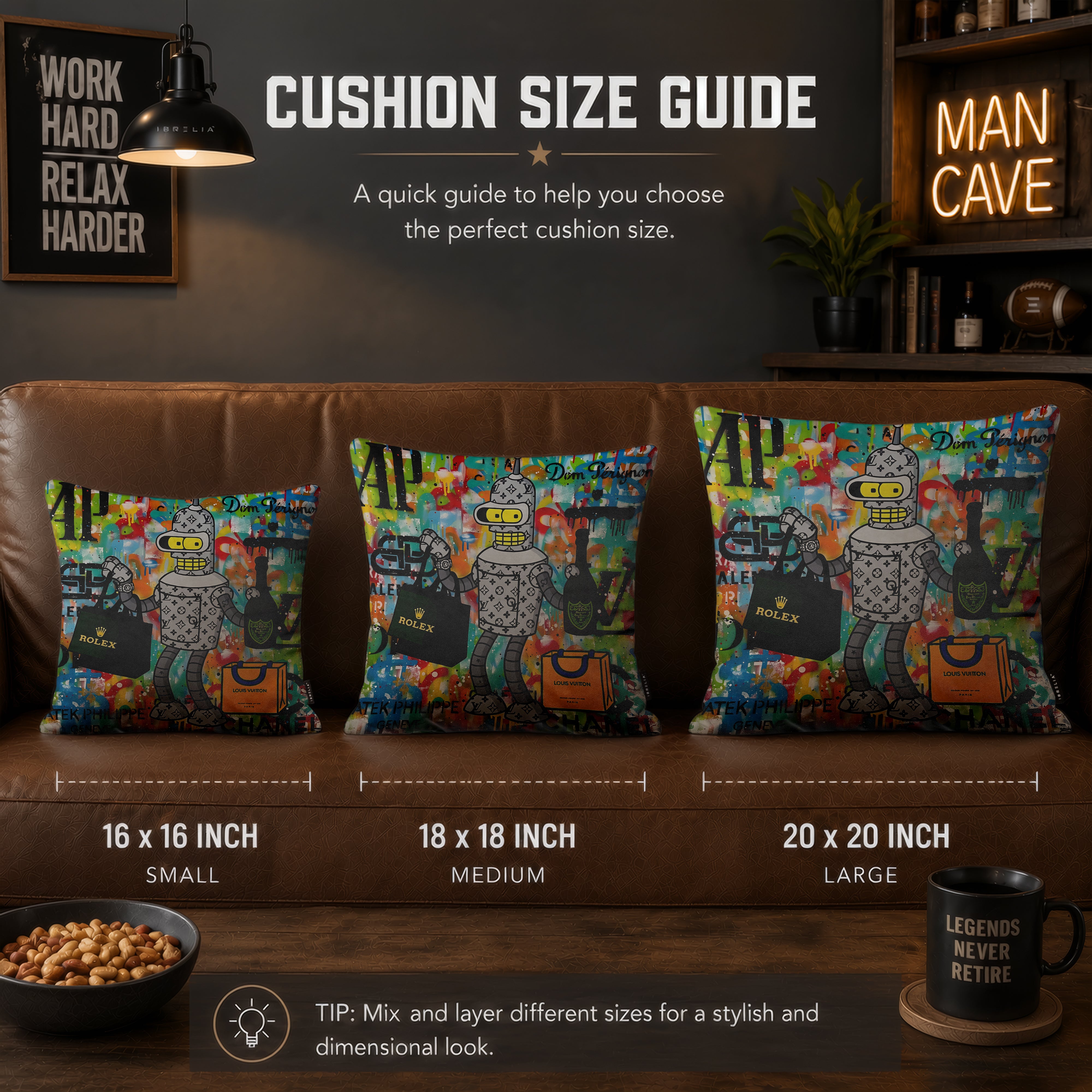 Bender Luxury Champagne Pop Art Cushion | Premium Velvet Suede | Double-Sided Print