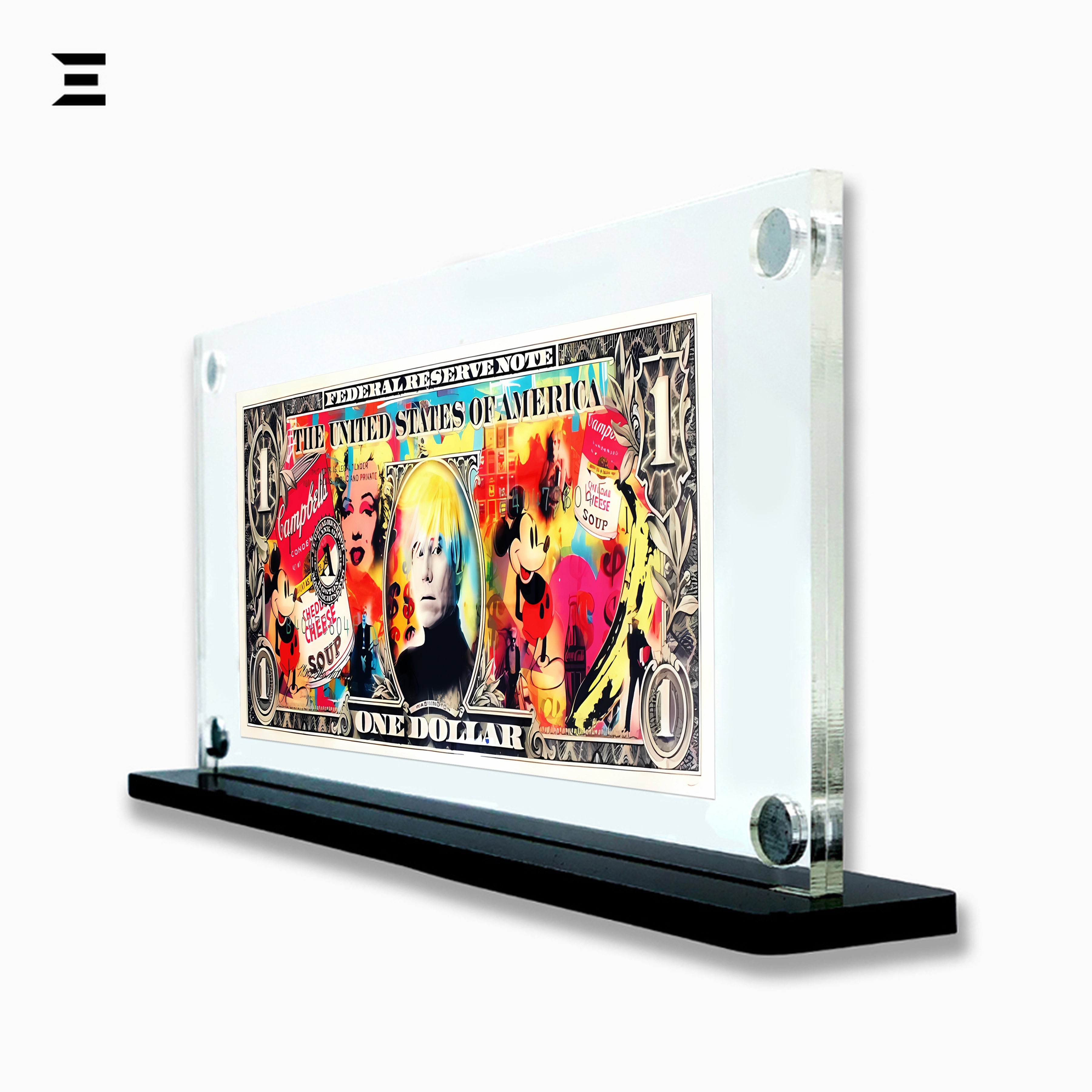 Premium Magnetic Acrylic Frame with Black Base – Andy Warhol, Marilyn Monroe & Mickey Mouse IBRELIA