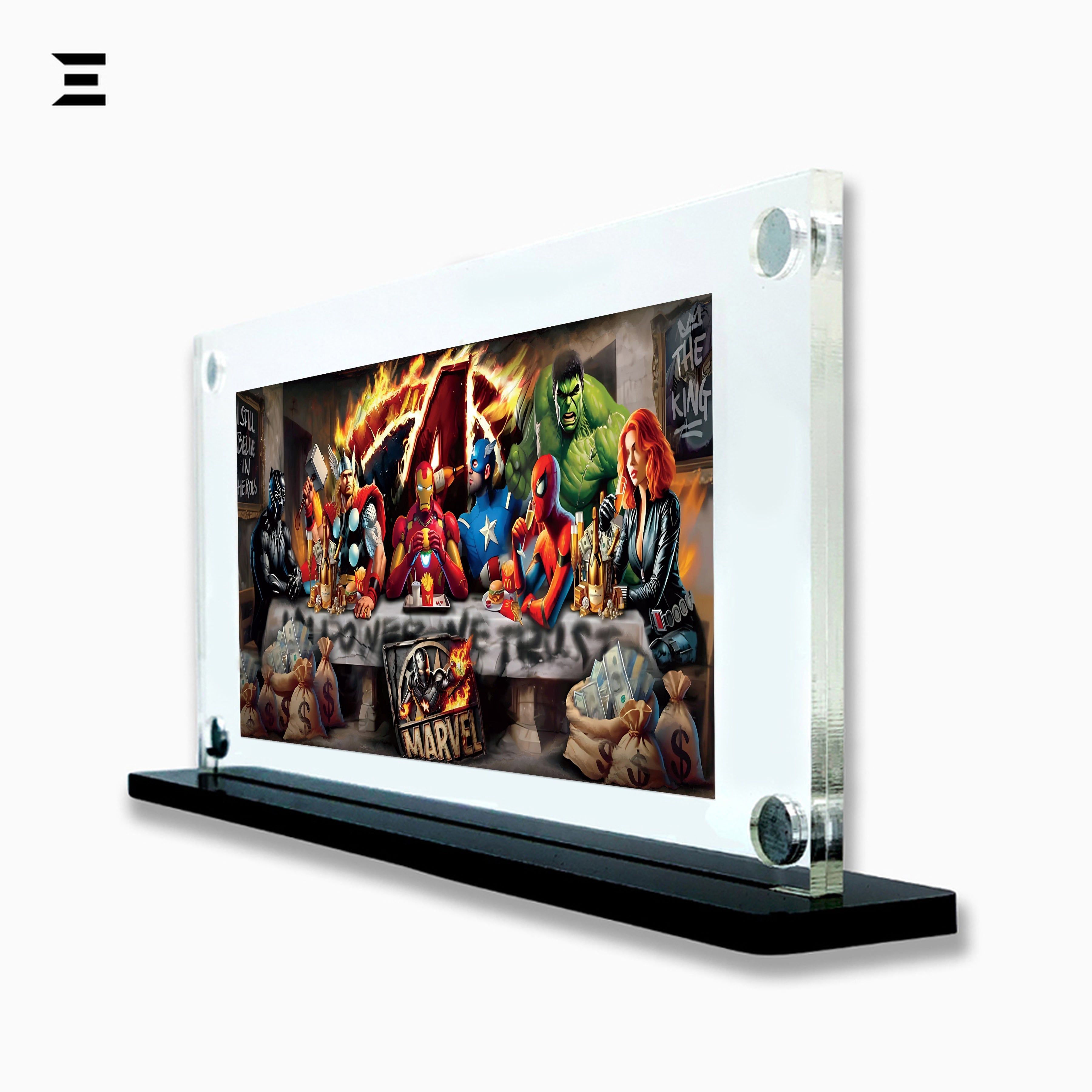 Premium Magnetic Acrylic Frame with Black Base – Marvel Avengers Pop Art IBRELIA