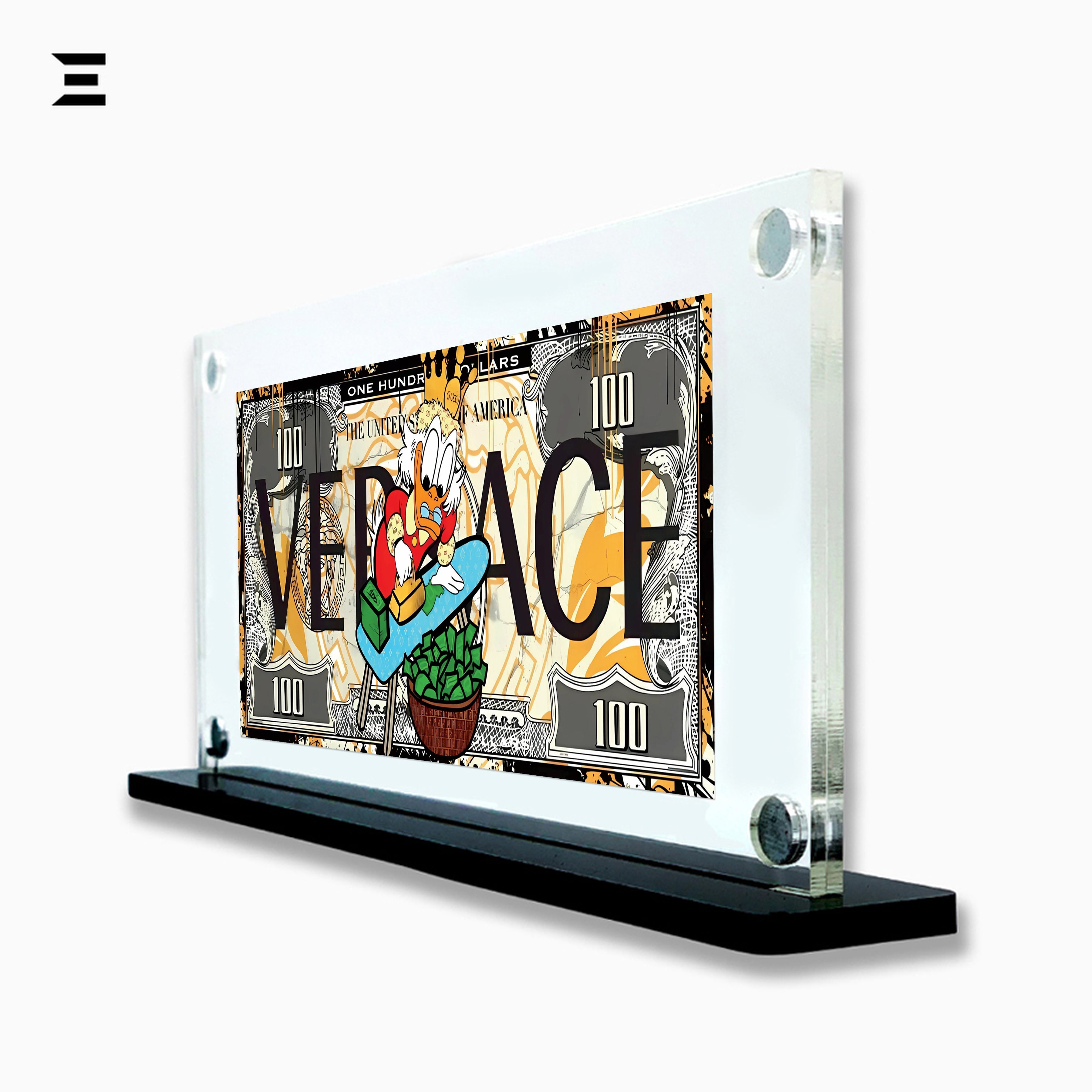 Premium Magnetic Acrylic Frame with Black Base – Scrooge McDuck "Versace Money" Edition IBRELIA