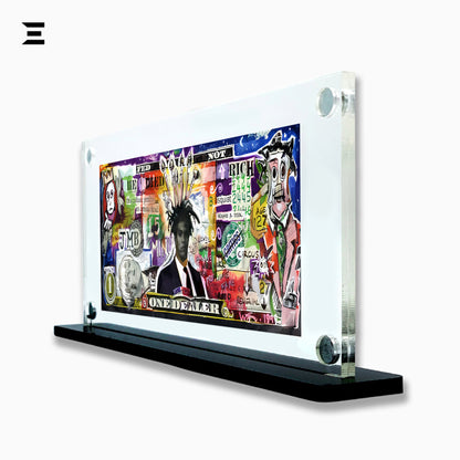 Premium Magnetic Acrylic Frame with Black Base – Jean-Michel Basquiat Pop Art Dollar IBRELIA