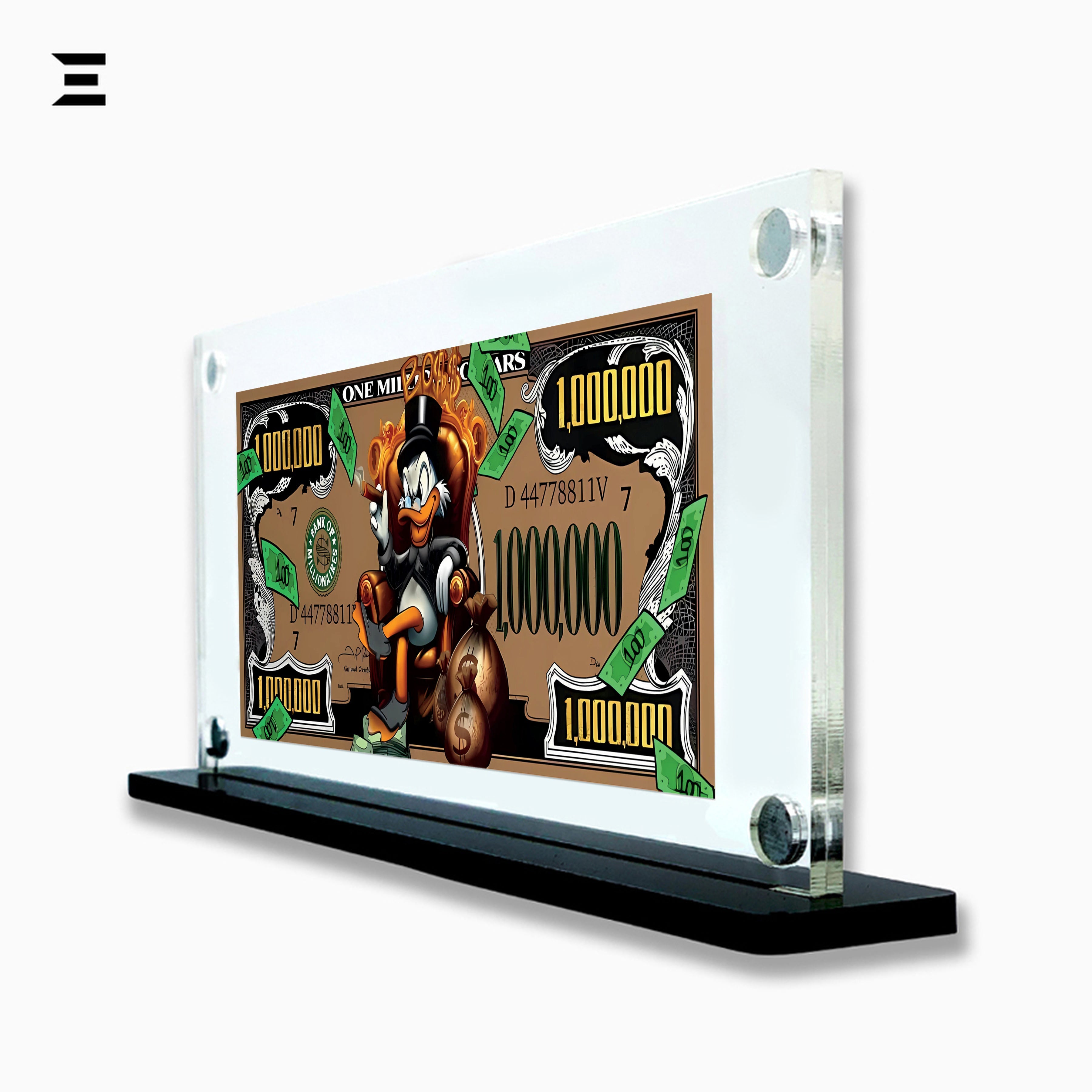 Premium Magnetic Acrylic Frame with Black Base – Scrooge McDuck Million Dollar Pop Art IBRELIA