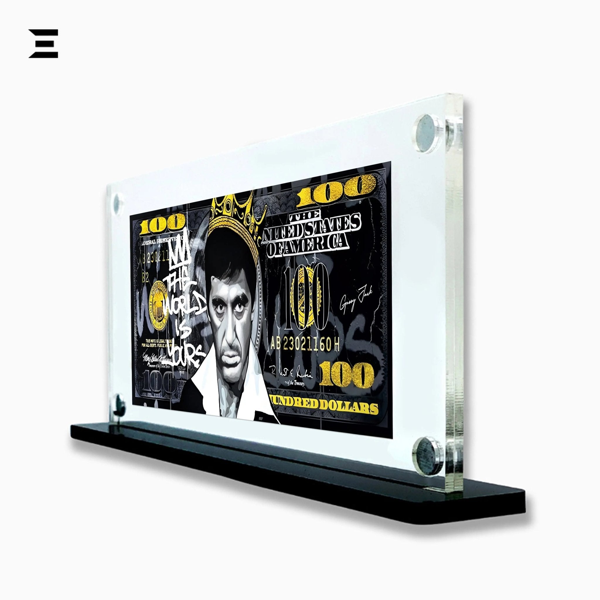 Premium Magnetic Acrylic Frame with Black Base – Scarface Crown Edition "The World is Yours" - IBRELIA