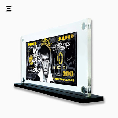 Premium Magnetic Acrylic Frame with Black Base – Scarface Crown Edition "The World is Yours" IBRELIA
