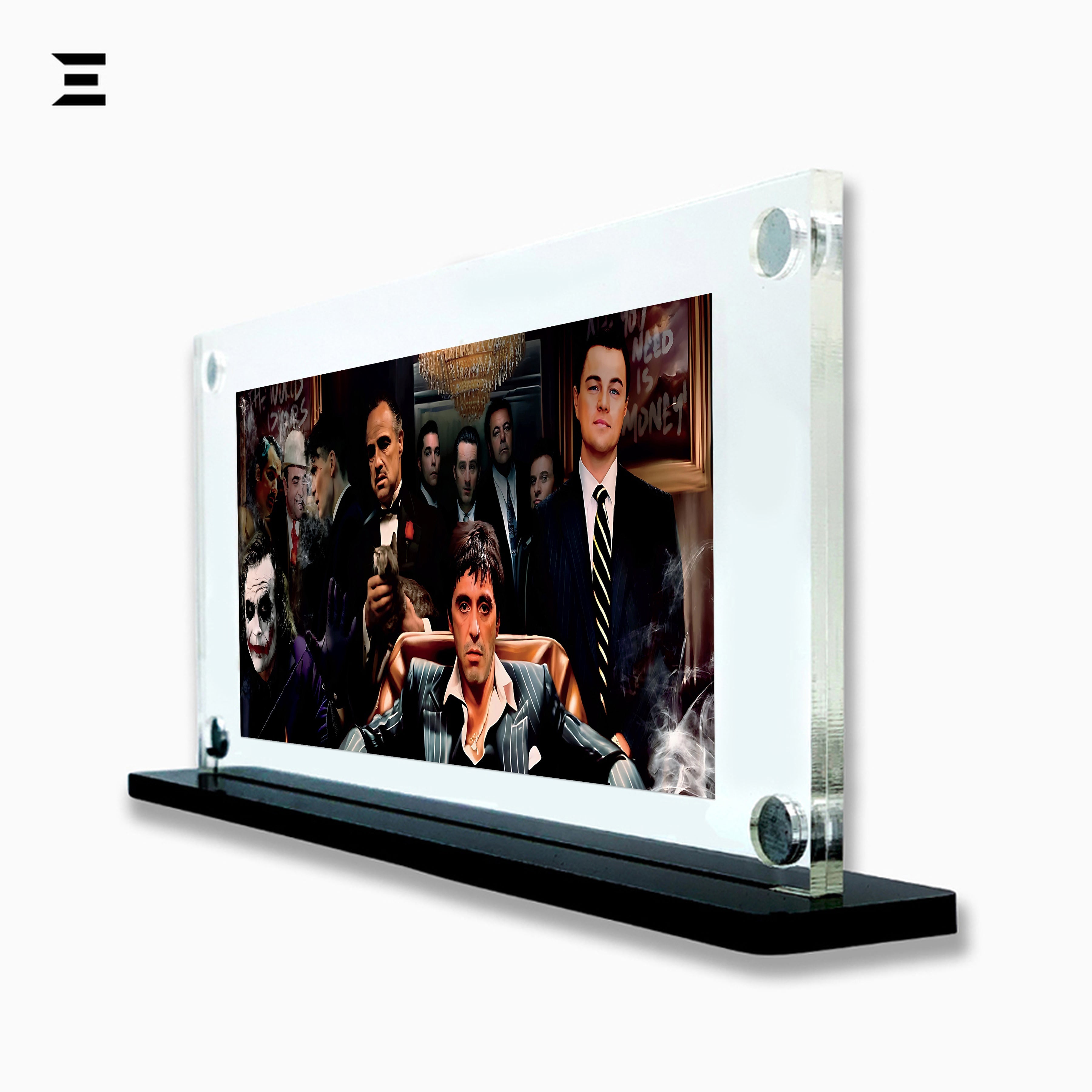 Premium Magnetic Acrylic Frame with Black Base – Scarface, Godfather, Joker, Sopranos & Wolf of Wall Street IBRELIA