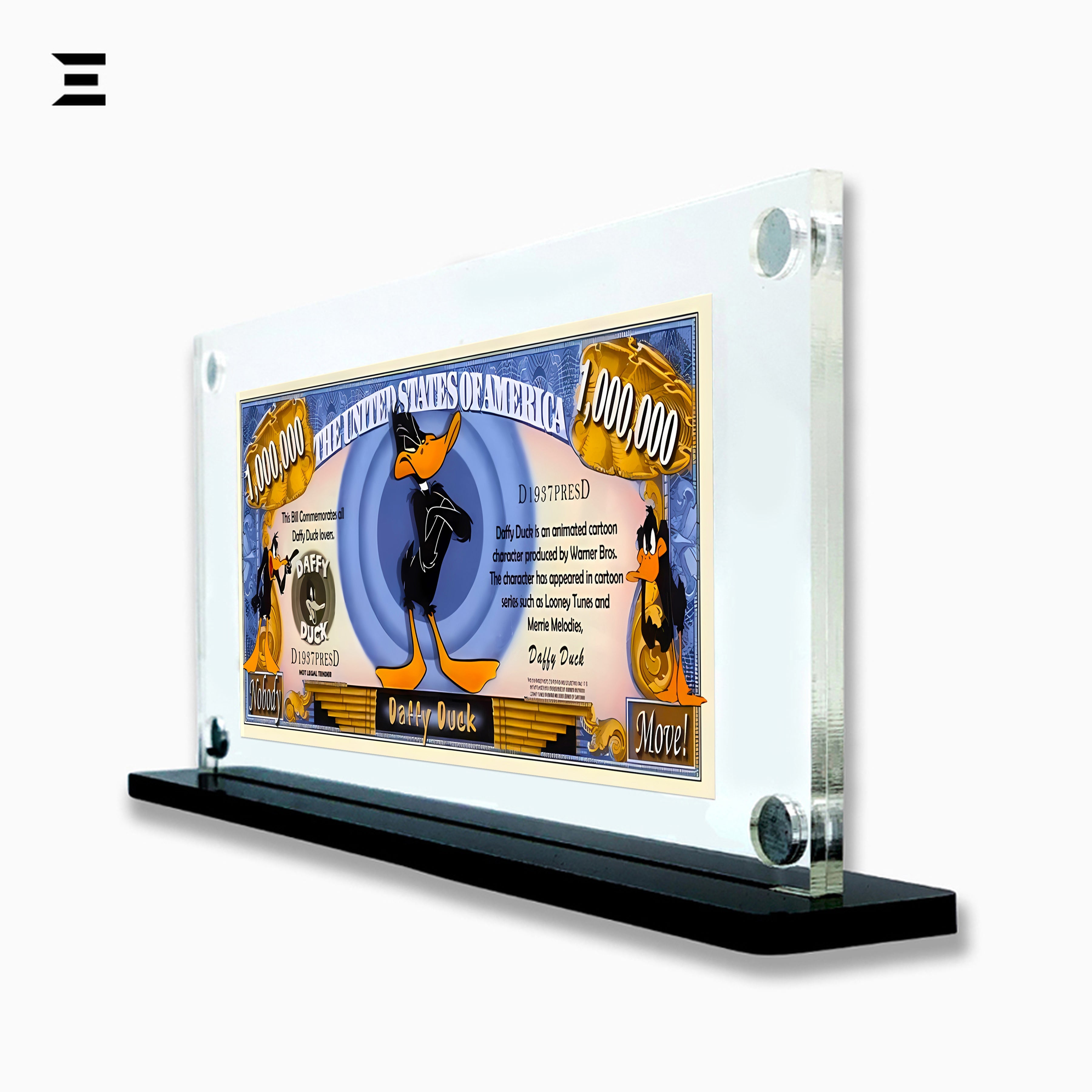 Premium Magnetic Acrylic Frame with Black Base – Daffy Duck Million Dollar Pop Art IBRELIA