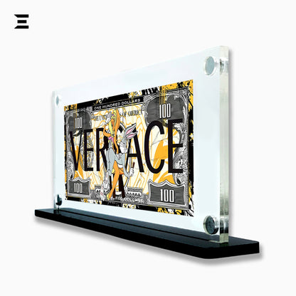 Premium Magnetic Acrylic Frame with Black Base – Bugs Bunny & Lola Bunny Versace $100 Pop Art IBRELIA