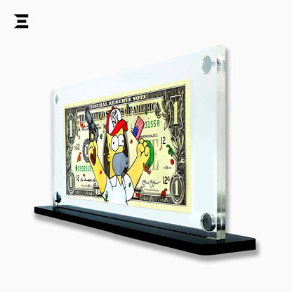 Premium Magnetic Acrylic Frame with Black Base – Homer Simpson $1 Pop Art Dollar IBRELIA