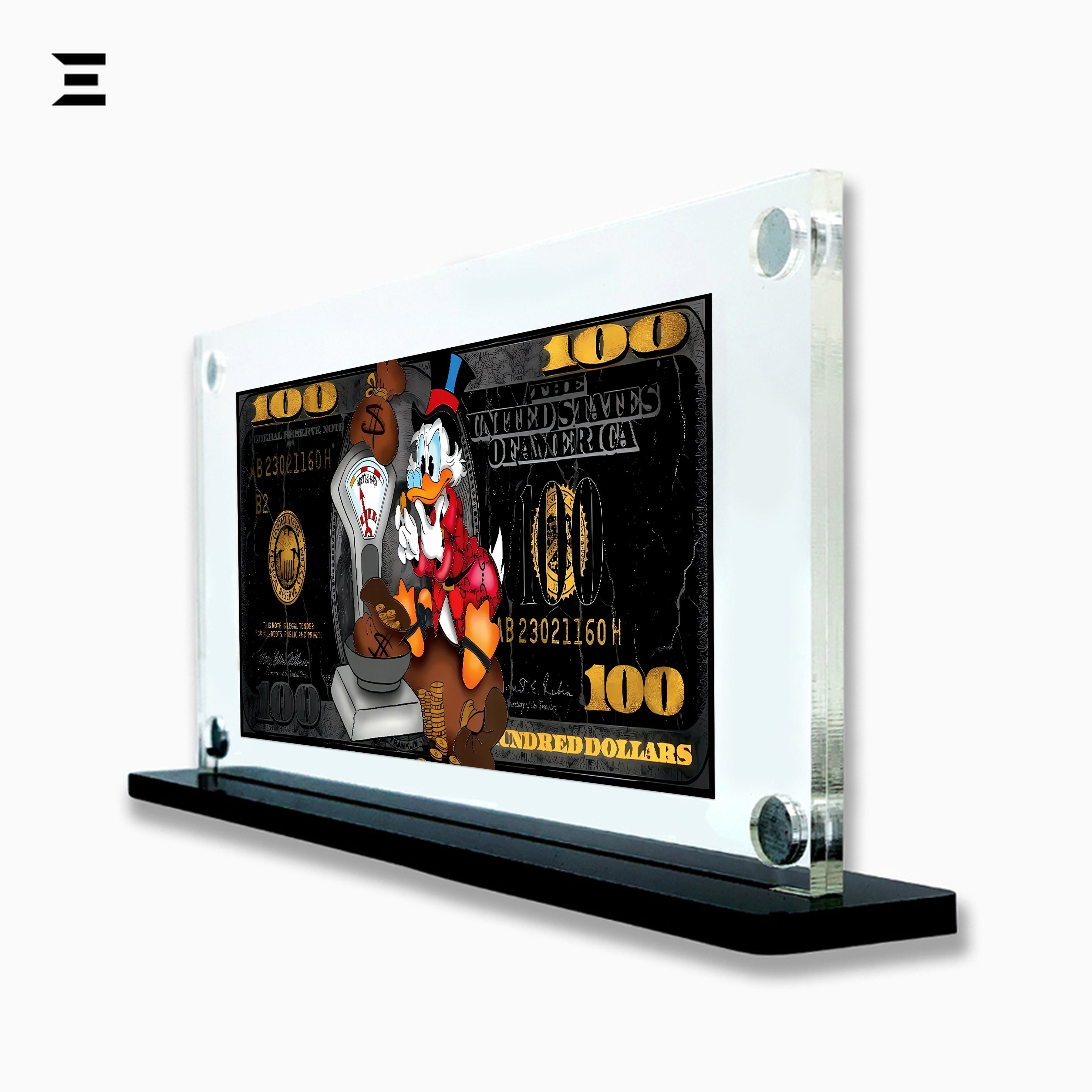 Premium Magnetic Acrylic Frame with Black Base – Scrooge McDuck "Weighing Money" Edition IBRELIA