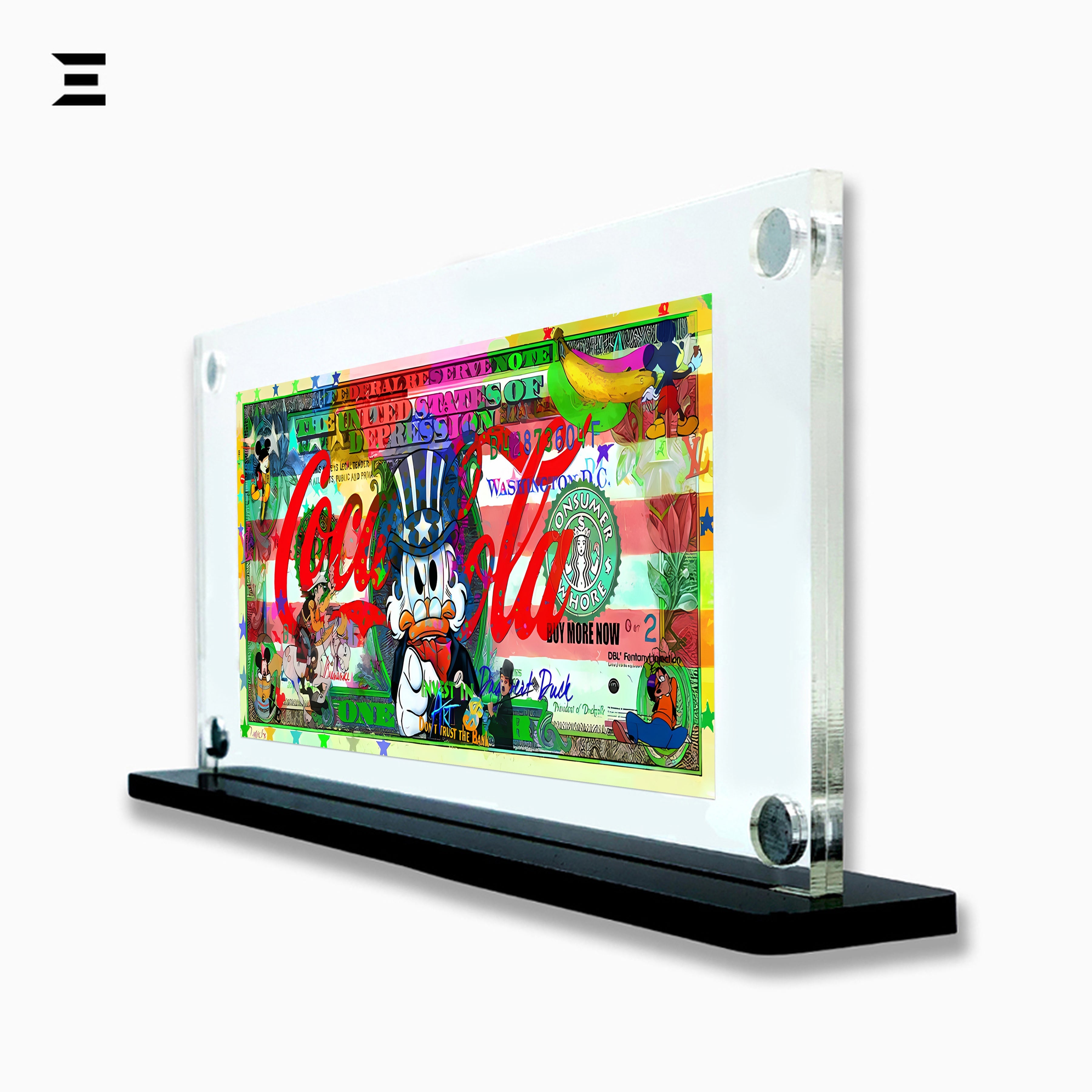 Premium Magnetic Acrylic Frame with Black Base – Scrooge McDuck Coca-Cola $2 Pop Art IBRELIA