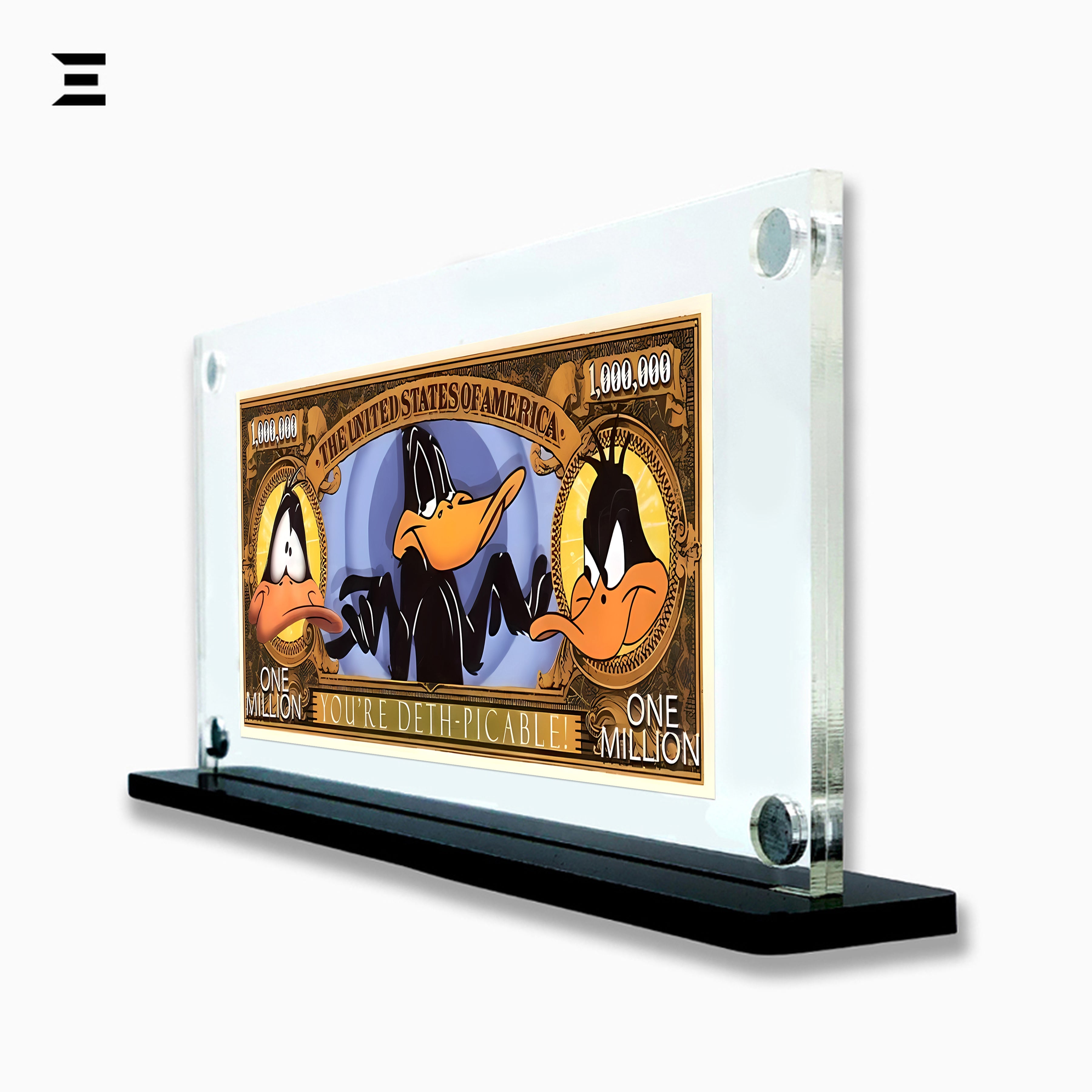 Premium Magnetic Acrylic Frame with Black Base – Daffy Duck “You’re Deth-picable” Million Dollar Pop Art IBRELIA