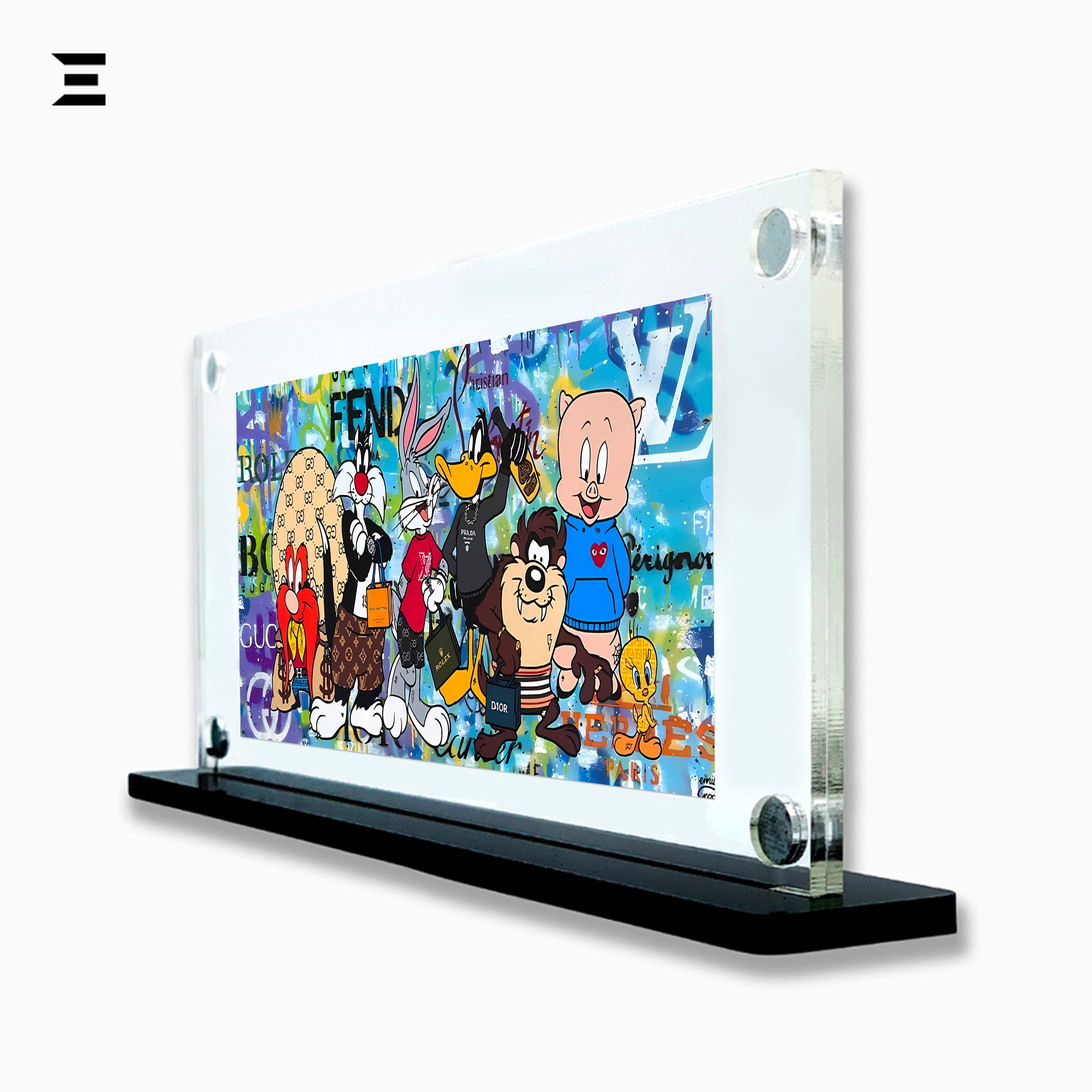 Premium Magnetic Acrylic Frame with Black Base – Looney Tunes Luxury Fashion Pop Art IBRELIA