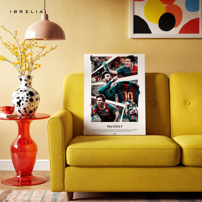 Lionel Messi “The G.O.A.T” – Barcelona Legacy Wall Frame | 4K Ultra Wrap Frame Wall Art in Pakistan | IBRELIA™ - IBRELIA