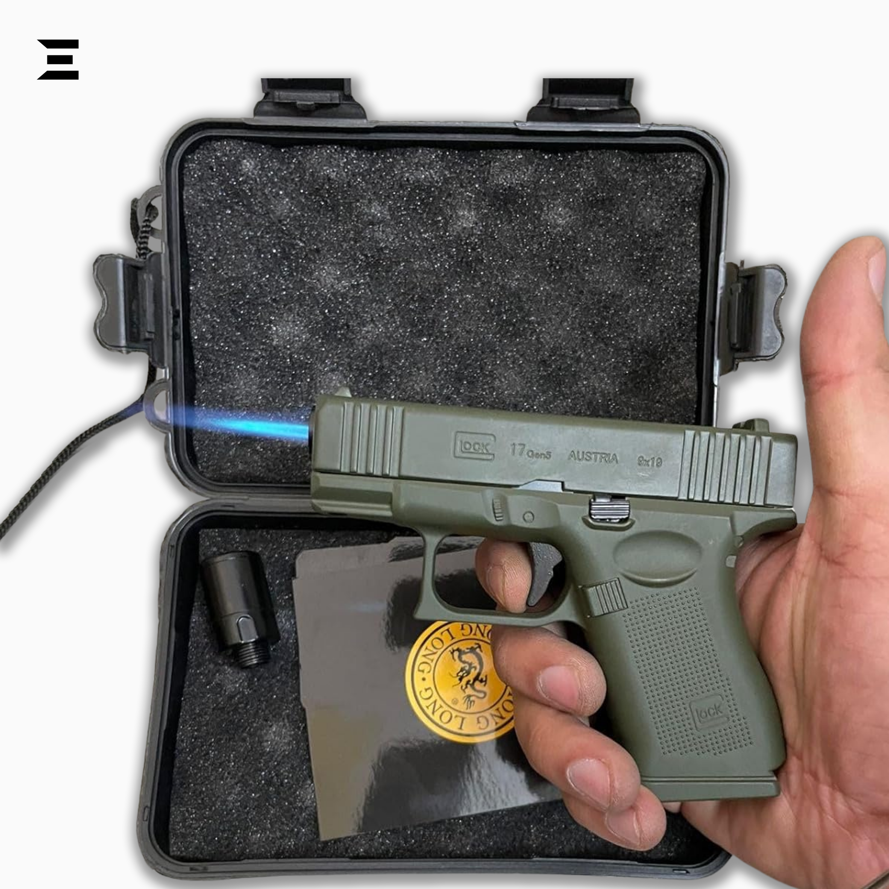 Glock Jet Flame Lighter with Detachable Muzzle – Windproof Refillable Butane Lighter IBRELIA