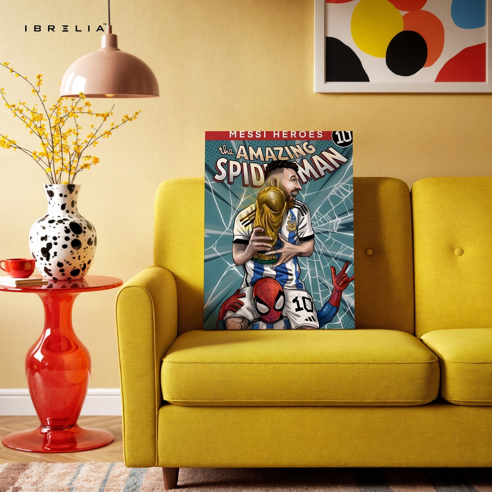 Messi × Spiderman Heroes Wall Frame | 4K Ultra Wrap Frame Wall Art in Pakistan | IBRELIA™ - IBRELIA
