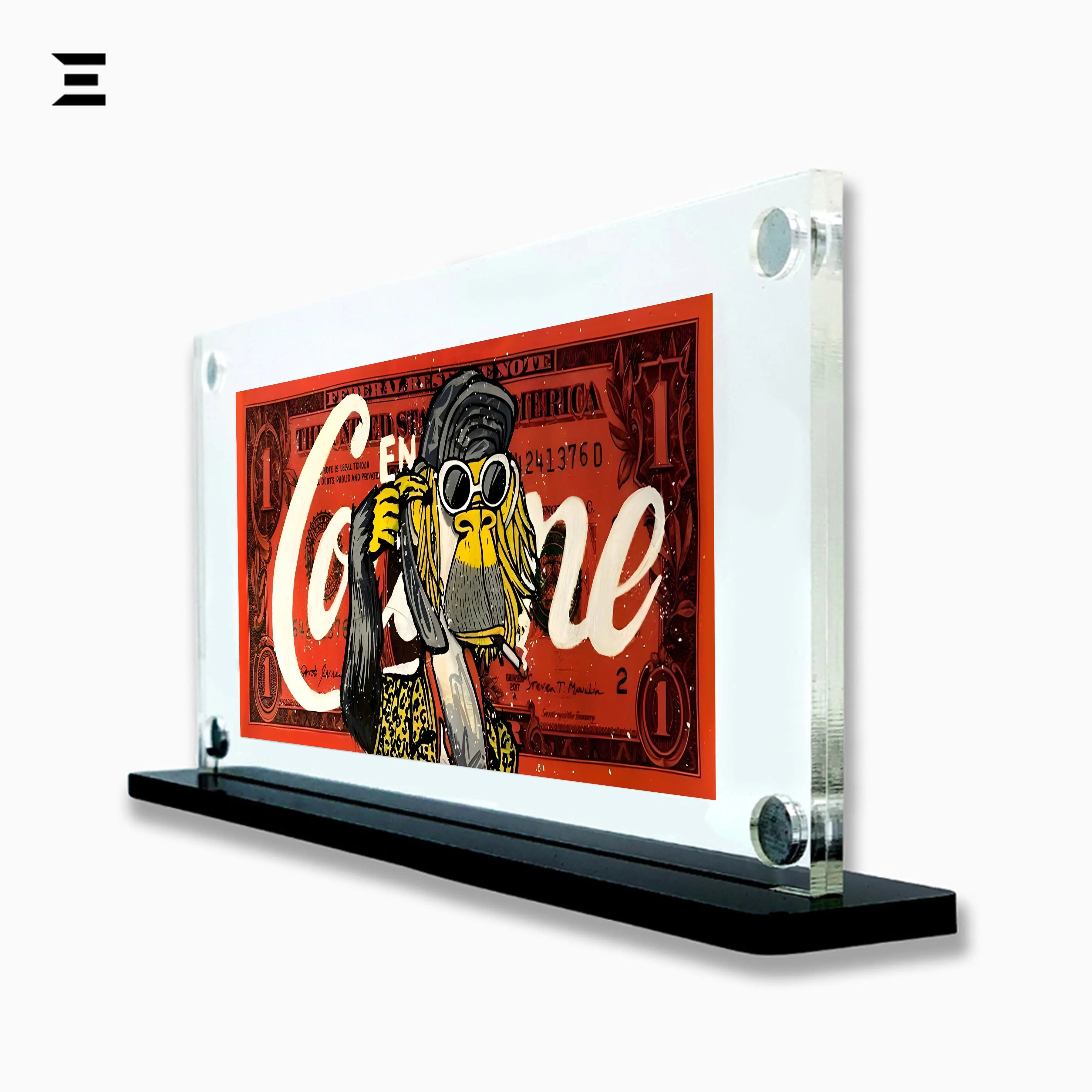 Premium Magnetic Acrylic Frame with Black Base – Coco Ape $1 Dollar Pop Art IBRELIA