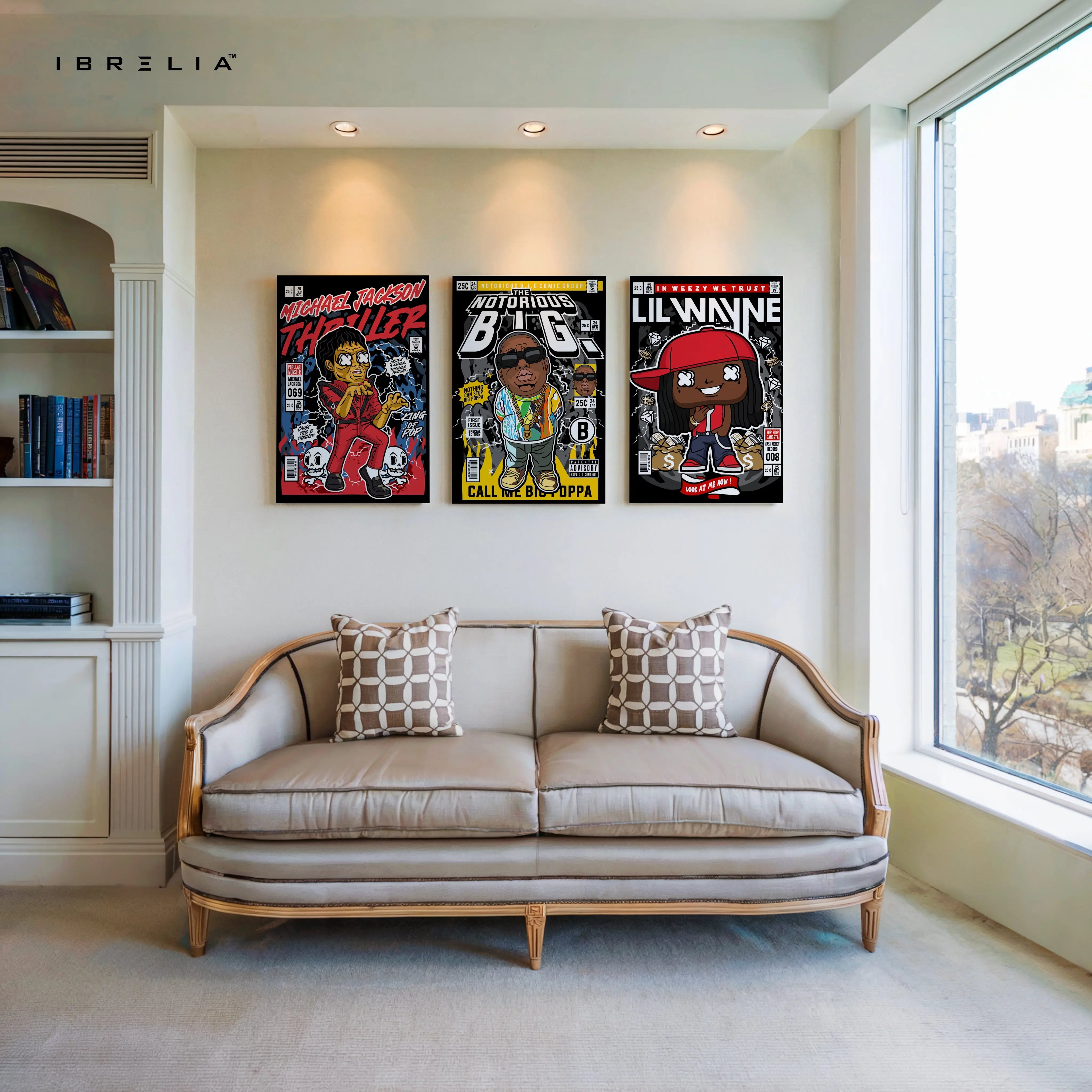 Hip Hop Icons Comic Style 3 Panel 4K Ultra HD Wall Art in Pakistan | IBRELIA™ IBRELIA
