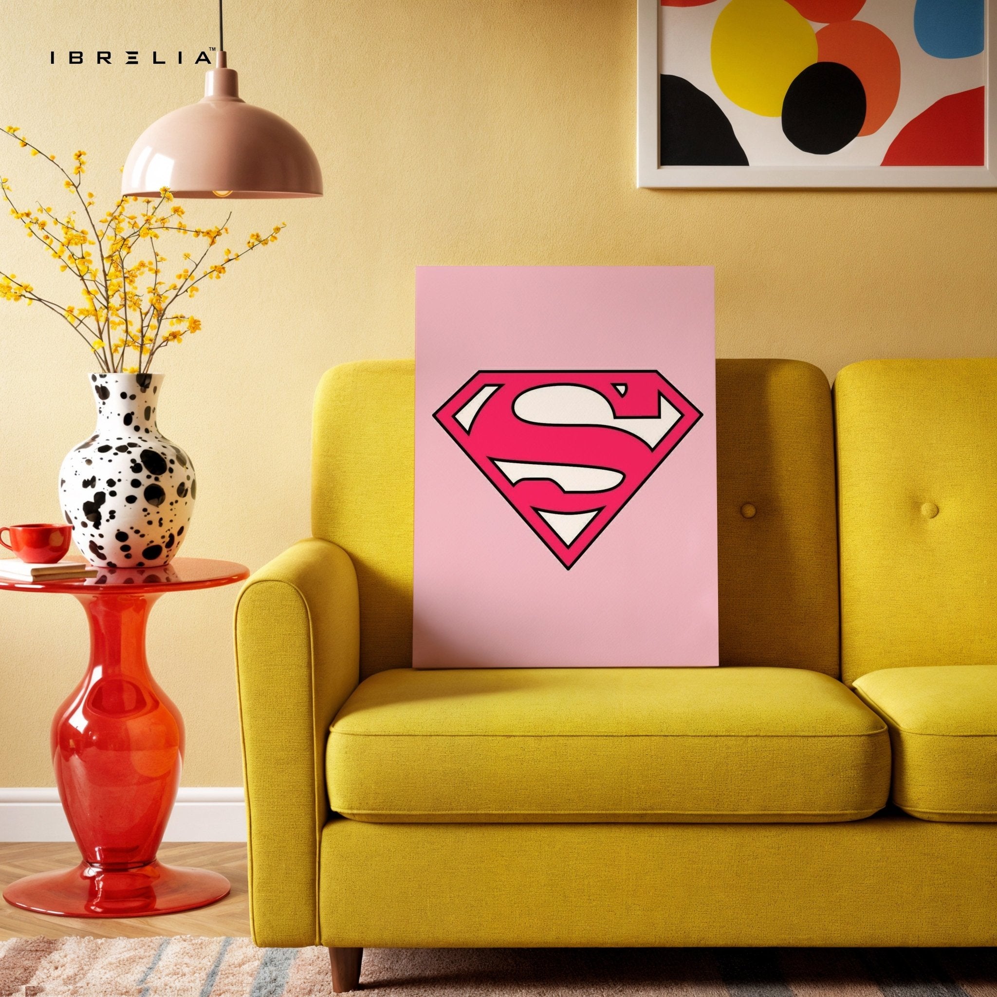 Pink Superman Logo Wall Frame | 4K Ultra Wrap Frame Wall Art in Pakistan | IBRELIA™ - IBRELIA
