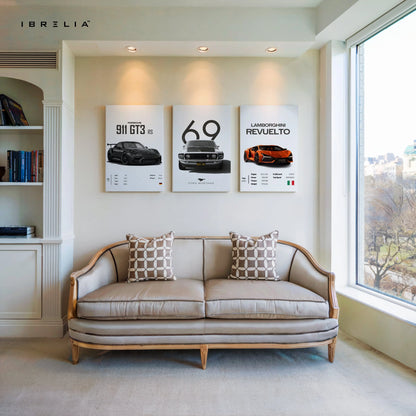 Supercar Legends Porsche Mustang Lamborghini 3 Panel 4K Ultra HD Wall Art in Pakistan | IBRELIA™ IBRELIA