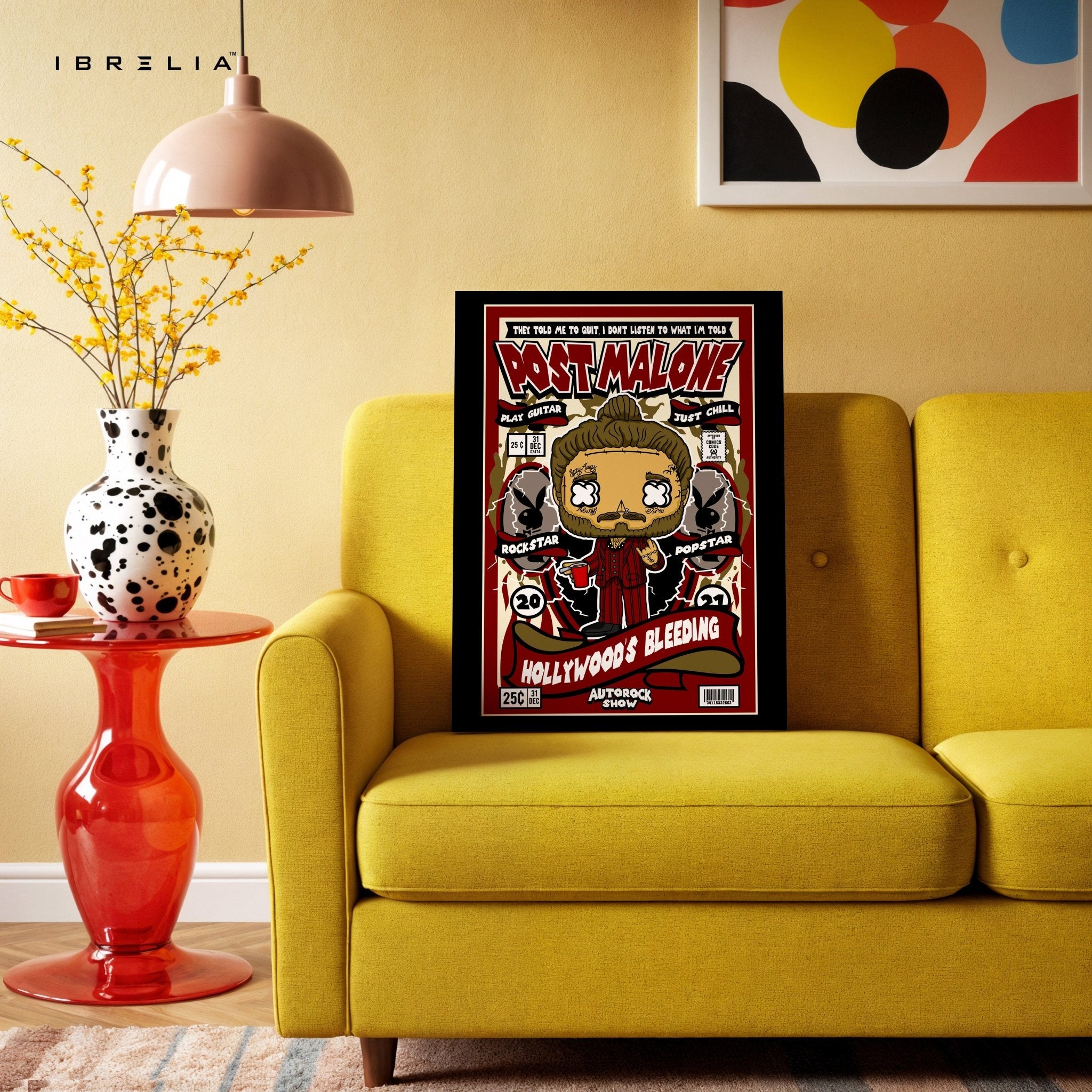 Post Malone “Hollywood’s Bleeding” Pop Art Comic Edition – 4K Ultra Wrap Frame Wall Art in Pakistan | IBRELIA™ - IBRELIA