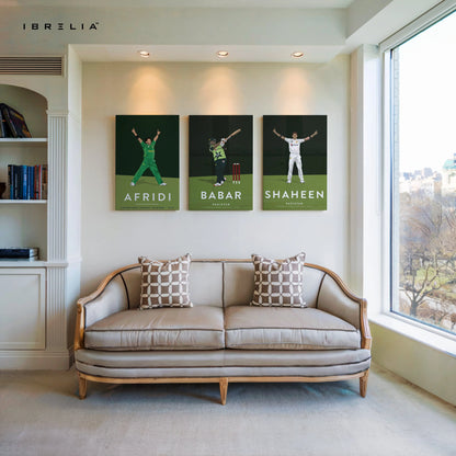 Pakistan Cricket Legends 3 Panel 4K Ultra HD Wall Art in Pakistan | IBRELIA™ IBRELIA