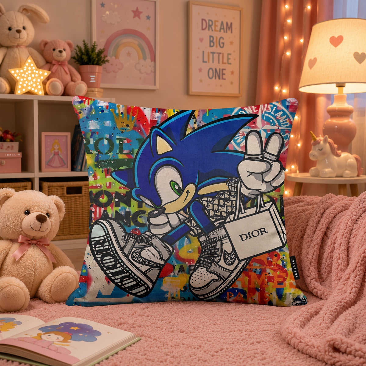 Sonic Luxury Streetwear Pop Art Cushion | Premium Velvet Suede | Double-Sided Print