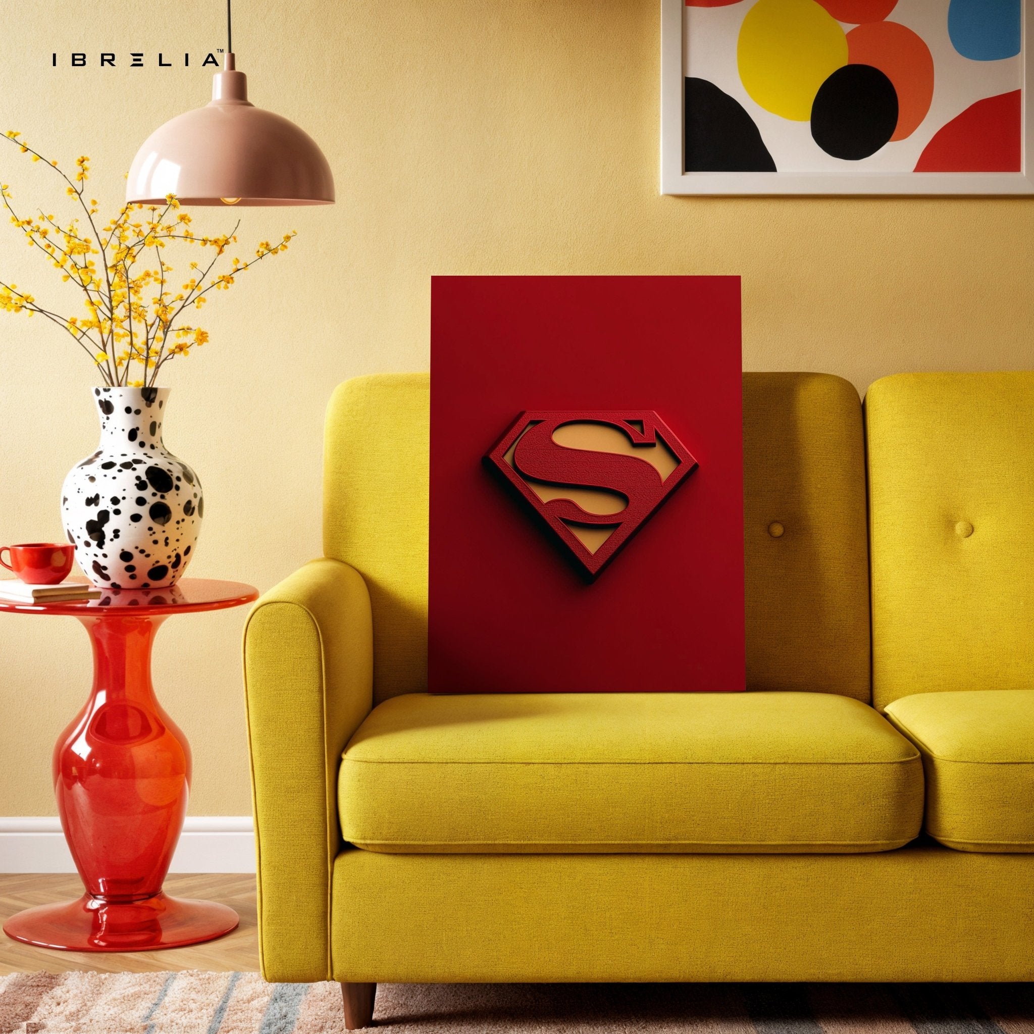 Superman Logo Wall Frame | Red & Gold 3D Design | 4K Ultra Wrap Frame Wall Art in Pakistan | IBRELIA™ - IBRELIA