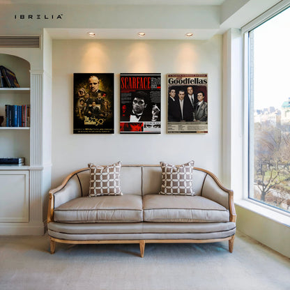 Mafia Classics Godfather Scarface Goodfellas 3 Panel 4K Ultra HD Wall Art in Pakistan | IBRELIA™ IBRELIA