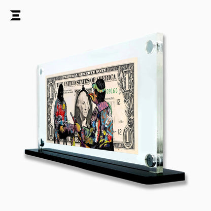 Premium Magnetic Acrylic Frame with Black Base – Graffiti Artist Painting George Washington Dollar Pop Art - IBRELIA