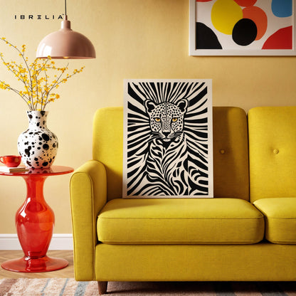 Monochrome Jungle Leopard Wall Frame | 4K Ultra Wrap Frame Wall Art in Pakistan | IBRELIA™ - IBRELIA