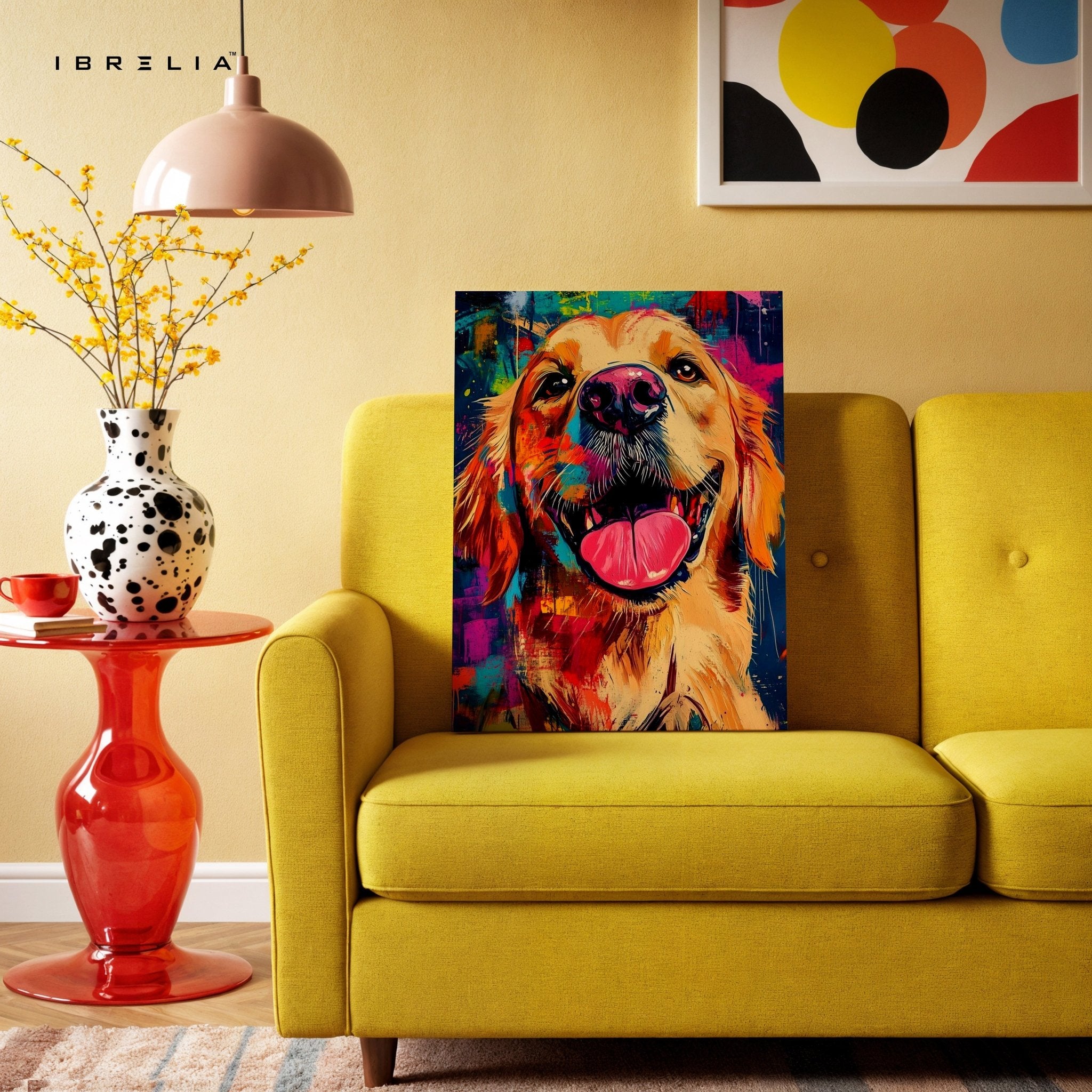 Colorful Golden Retriever Wall Frame | 4K Ultra Wrap Frame Wall Art in Pakistan | IBRELIA™