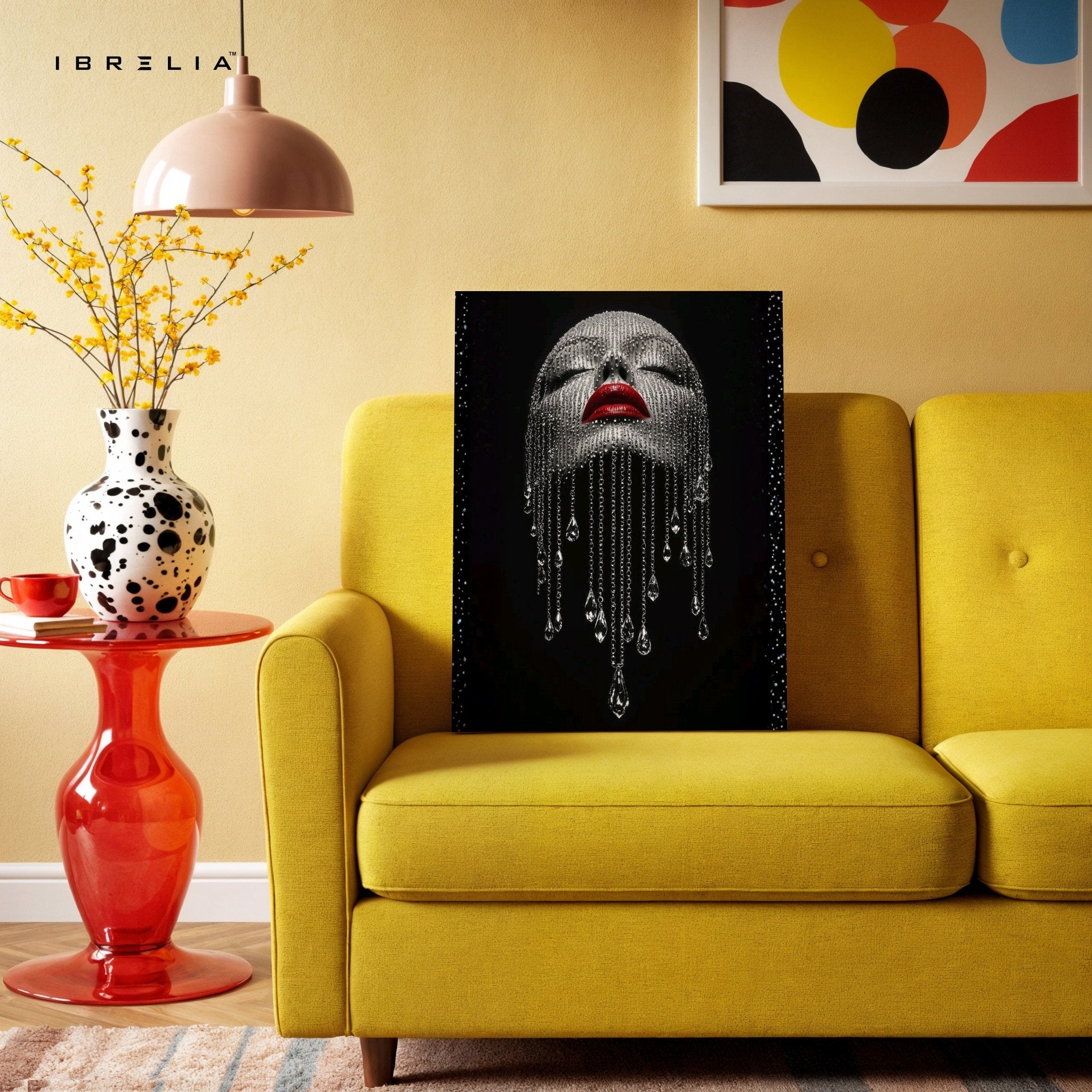 Diamond Veil Red Lips Wall Frame | 4K Ultra Wrap Frame Wall Art in Pakistan | IBRELIA™