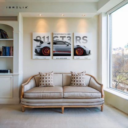 Porsche 911 GT3 RS Supercar 3 Panel 4K Ultra HD Wall Art in Pakistan | IBRELIA™ IBRELIA