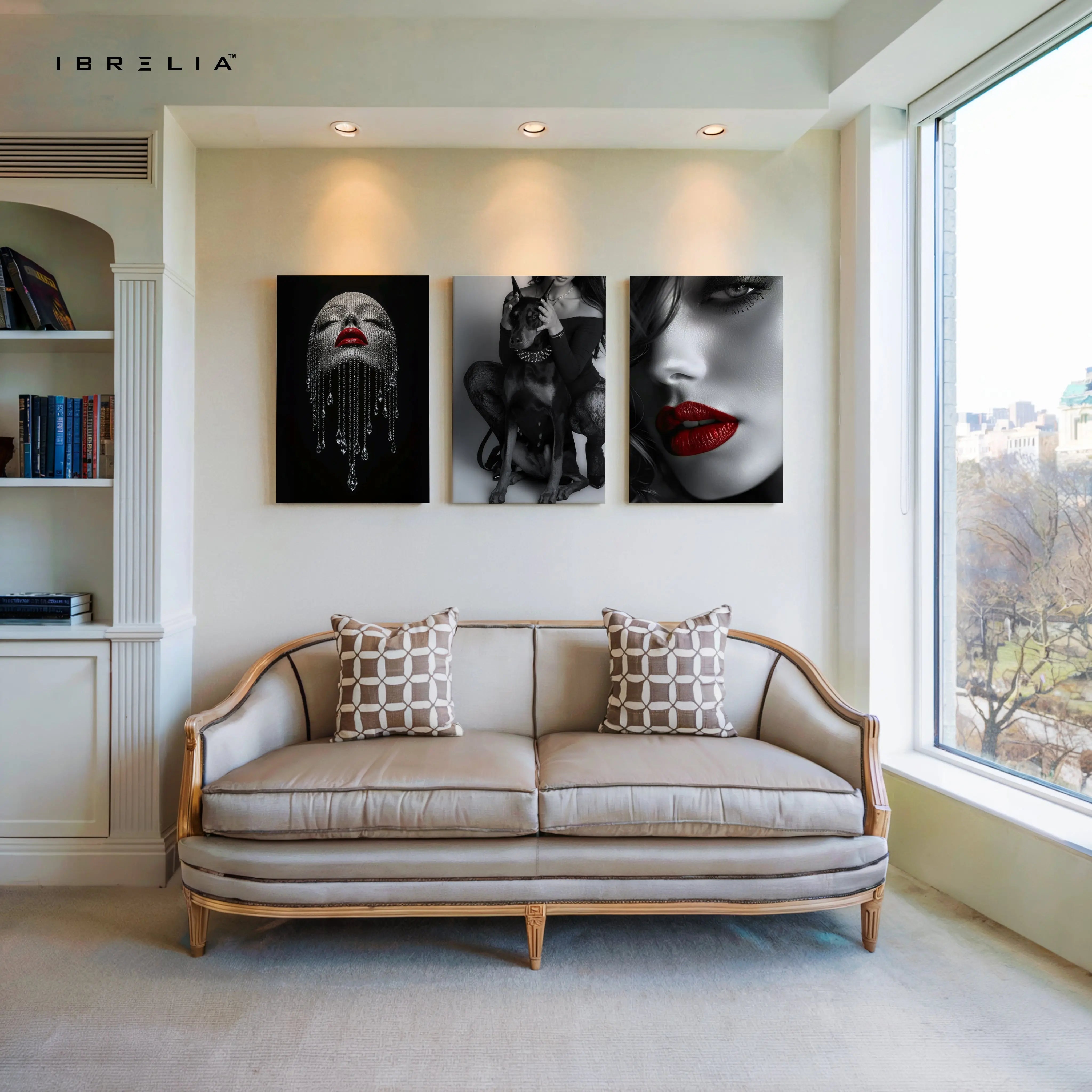 Red Lips Noir Luxury 3 Panel 4K Ultra HD Wall Art in Pakistan | IBRELIA™ IBRELIA