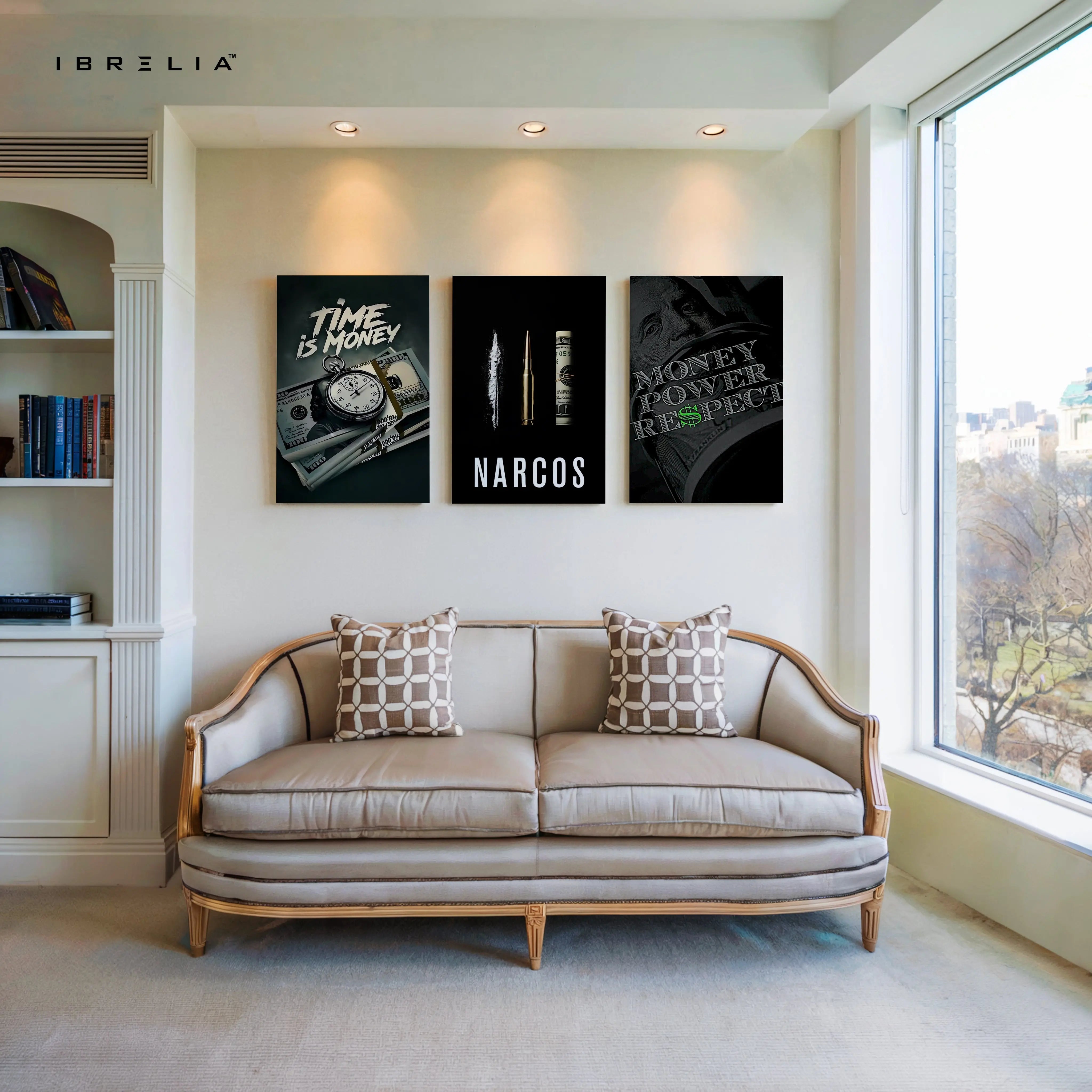 Narcos Money Power Respect 3 Panel 4K Ultra HD Wall Art in Pakistan | IBRELIA™ IBRELIA